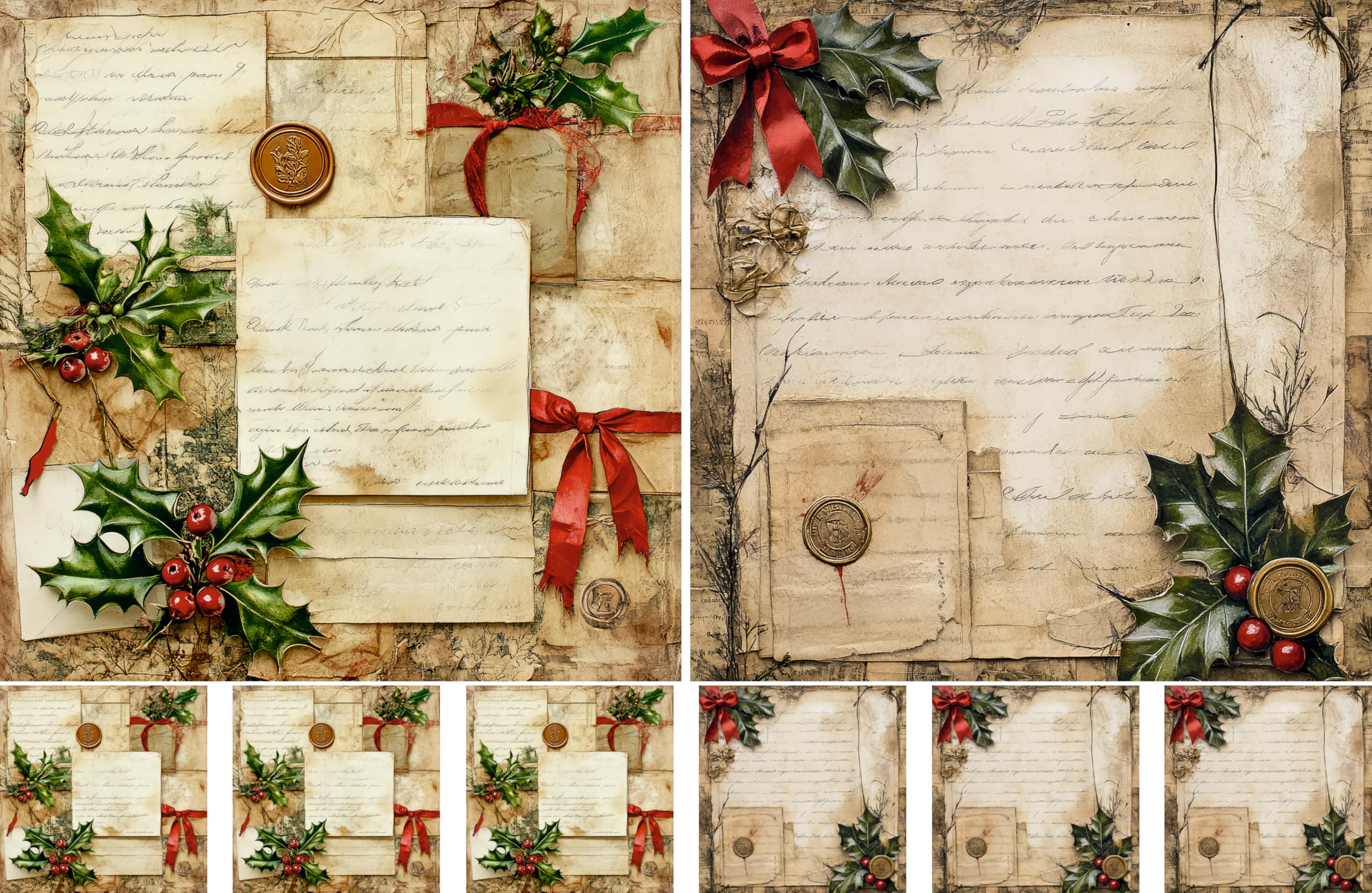 Christmas Letters Decoupage Rice Papers, 8 x 11.5 inch (A4) - 4 Sheets | 32 Pieces | 8 Unique Designs | Versatile Christmas Designs for Art Projects & Crafting by CRAFT KREATIVELY