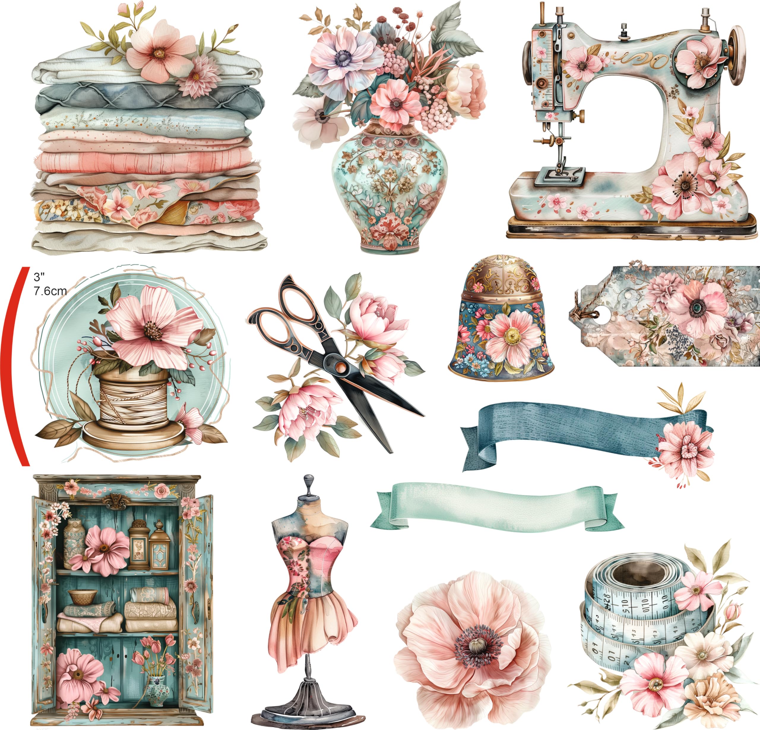 Decoupage Rice Paper (2 pc) - 24+ Decoupage 3 inch (7.6cm) Mini Designs for Collage, Card Making & Crafts, Decoupage by CRAFT KREATIVELY