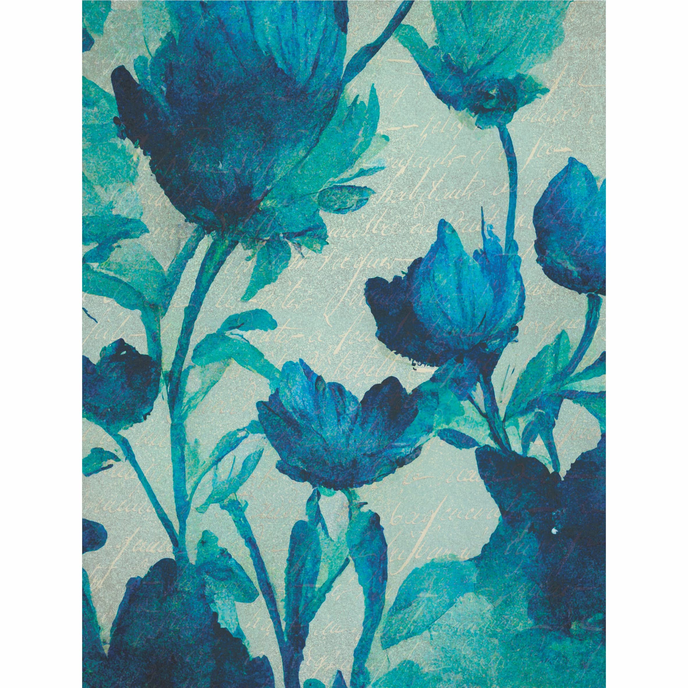 Blue Flower Rice Paper, 20.32 x 26.67 cm - 6 x Different Printed Mulberry Paper Images 30gsm Visible Fibres for Decoupage Crafts Mixed Media Collage Art