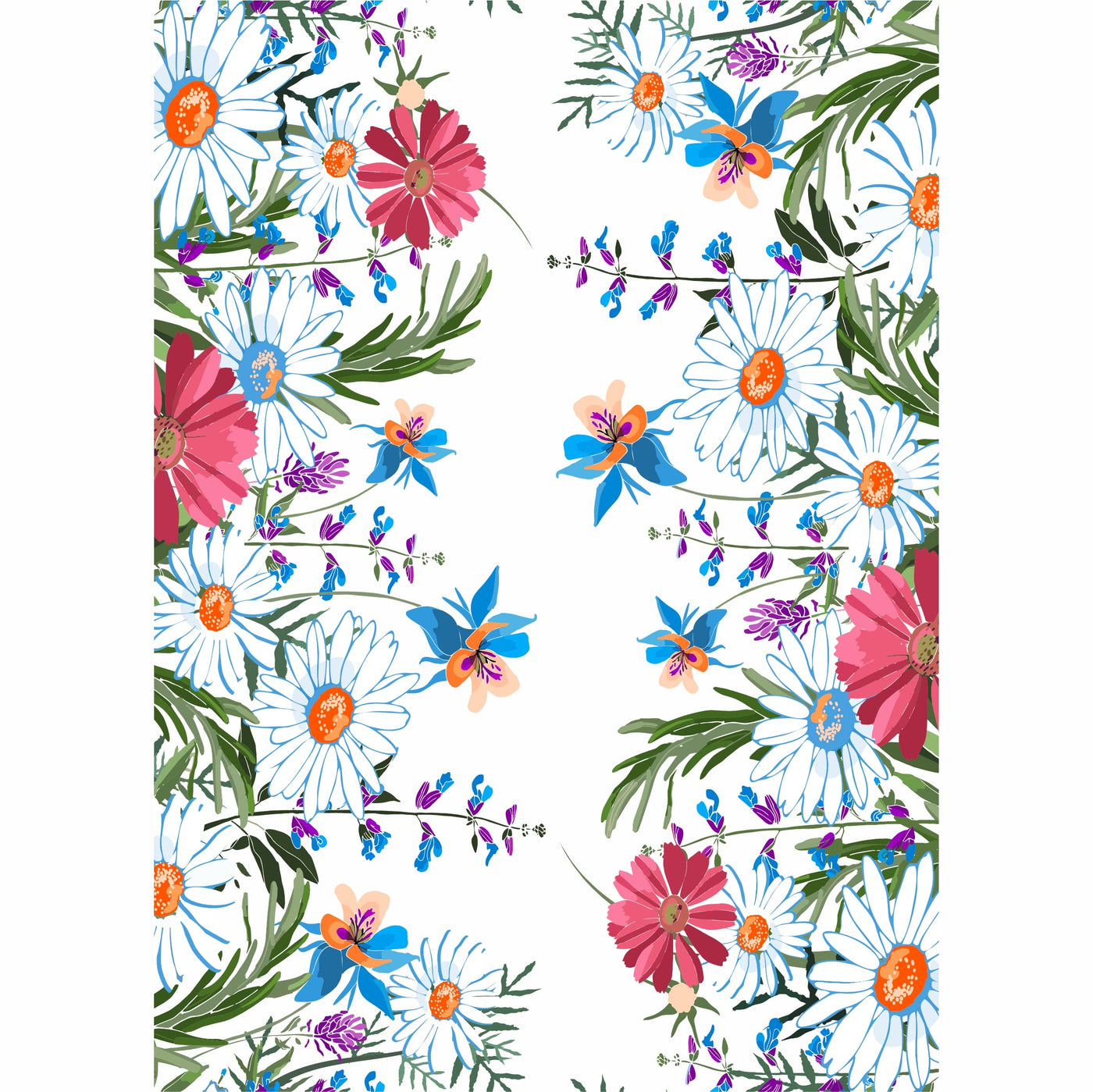 Daisy Border Rice Paper, 29.21 x 40.64 cm - 3 sheets Printed Mulberry Paper Border Images 36gsm Visible Fibres to Decoupage Furniture Renovation Crafts