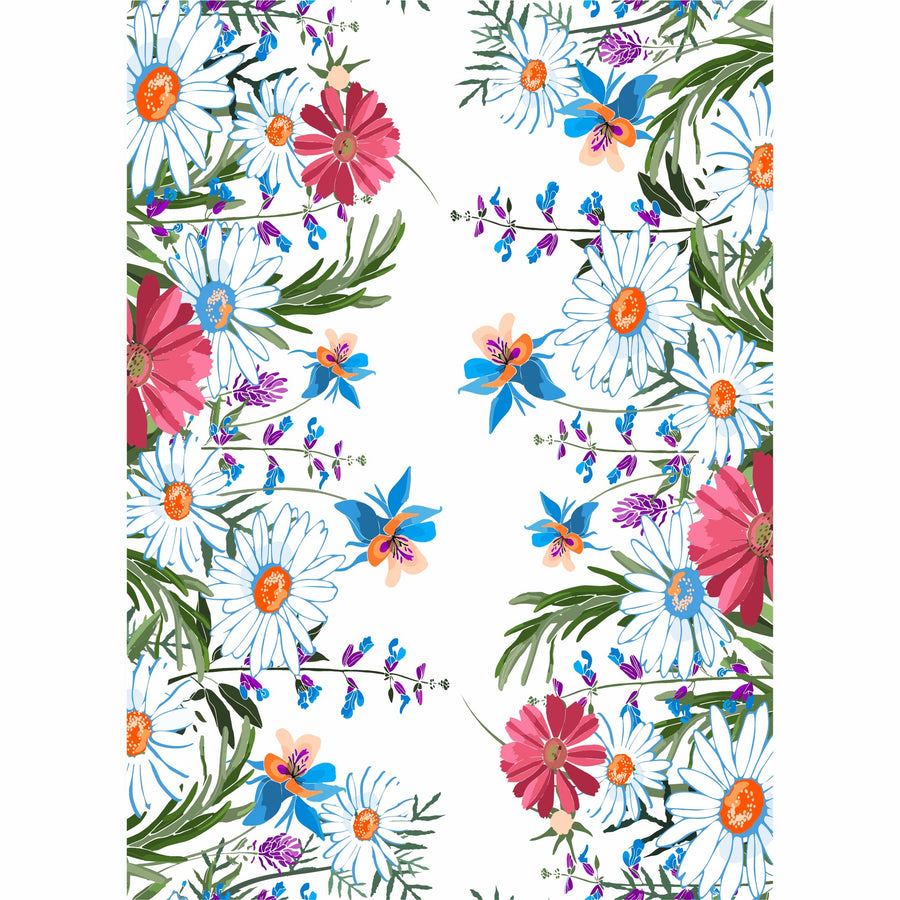 Daisy Border Rice Paper, 29.21 x 40.64 cm - 3 sheets Printed Mulberry Paper Border Images 36gsm Visible Fibres to Decoupage Furniture Renovation Crafts