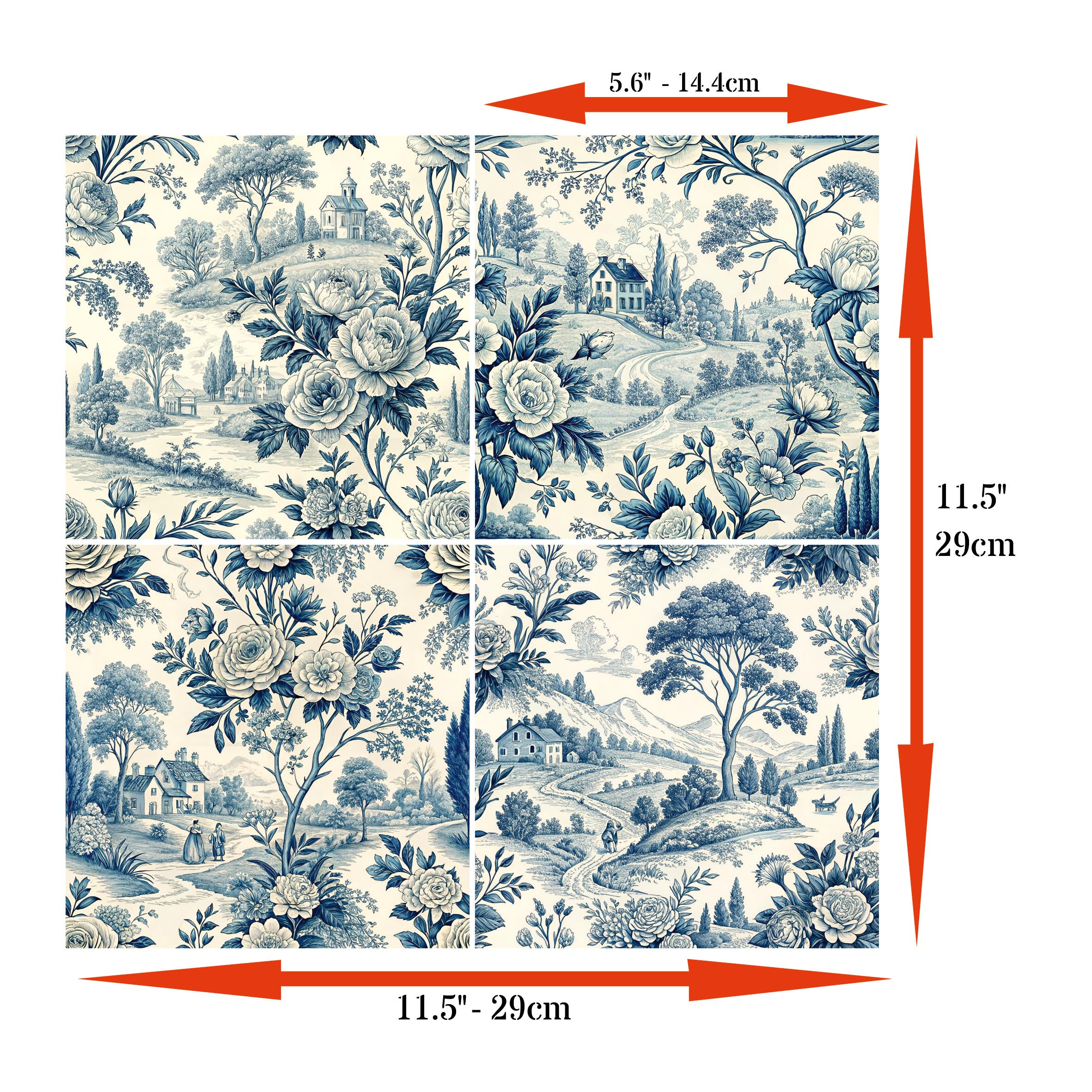 Decoupage Rice Paper (2 pc) - 8x Decoupage Toile de Jouy Designs for Collage, Card Making & Crafts, Decoupage by CRAFT KREATIVELY