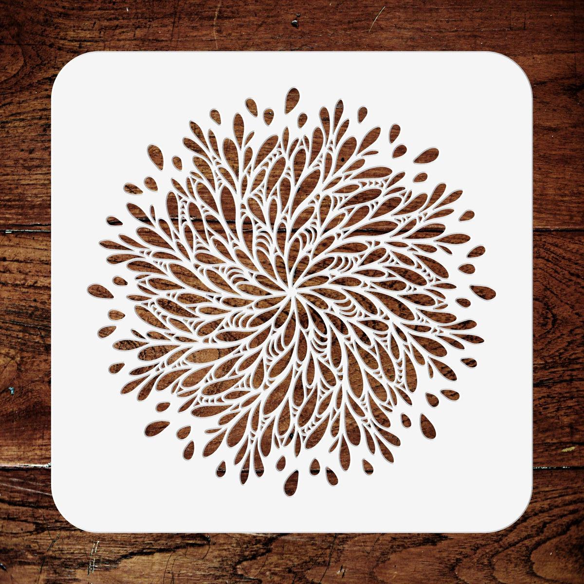 Stylized Mum Stencil, 25.40 x 25.40 cm (M) - Stencil Company Original Flower Chrysanthemum Mandala Graphic Design