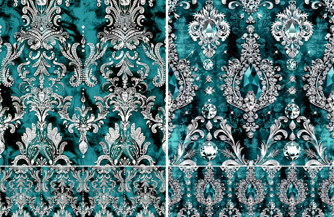Crystal Damask Decoupage Rice Papers, 8 x 11.5 inch (A4) - 4 Sheets | 16 Pieces | 8 Unique Designs | Versatile Christmas Designs for Art Projects & Crafting by CRAFT KREATIVELY
