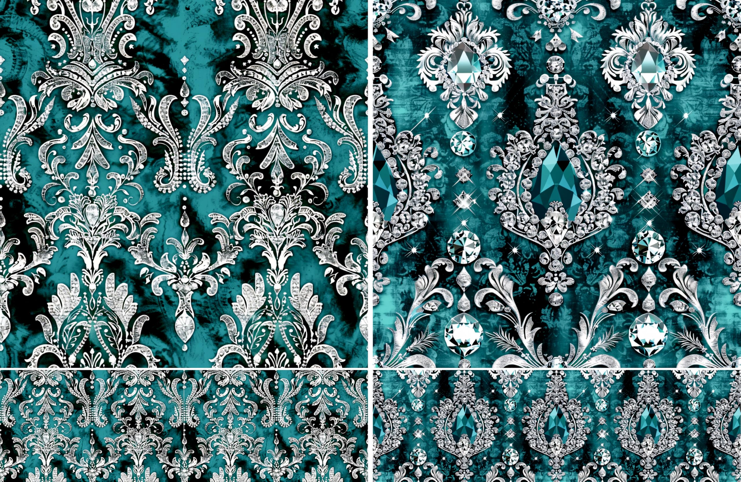 Crystal Damask Decoupage Rice Papers, 8 x 11.5 inch (A4) - 4 Sheets | 16 Pieces | 8 Unique Designs | Versatile Christmas Designs for Art Projects & Crafting by CRAFT KREATIVELY