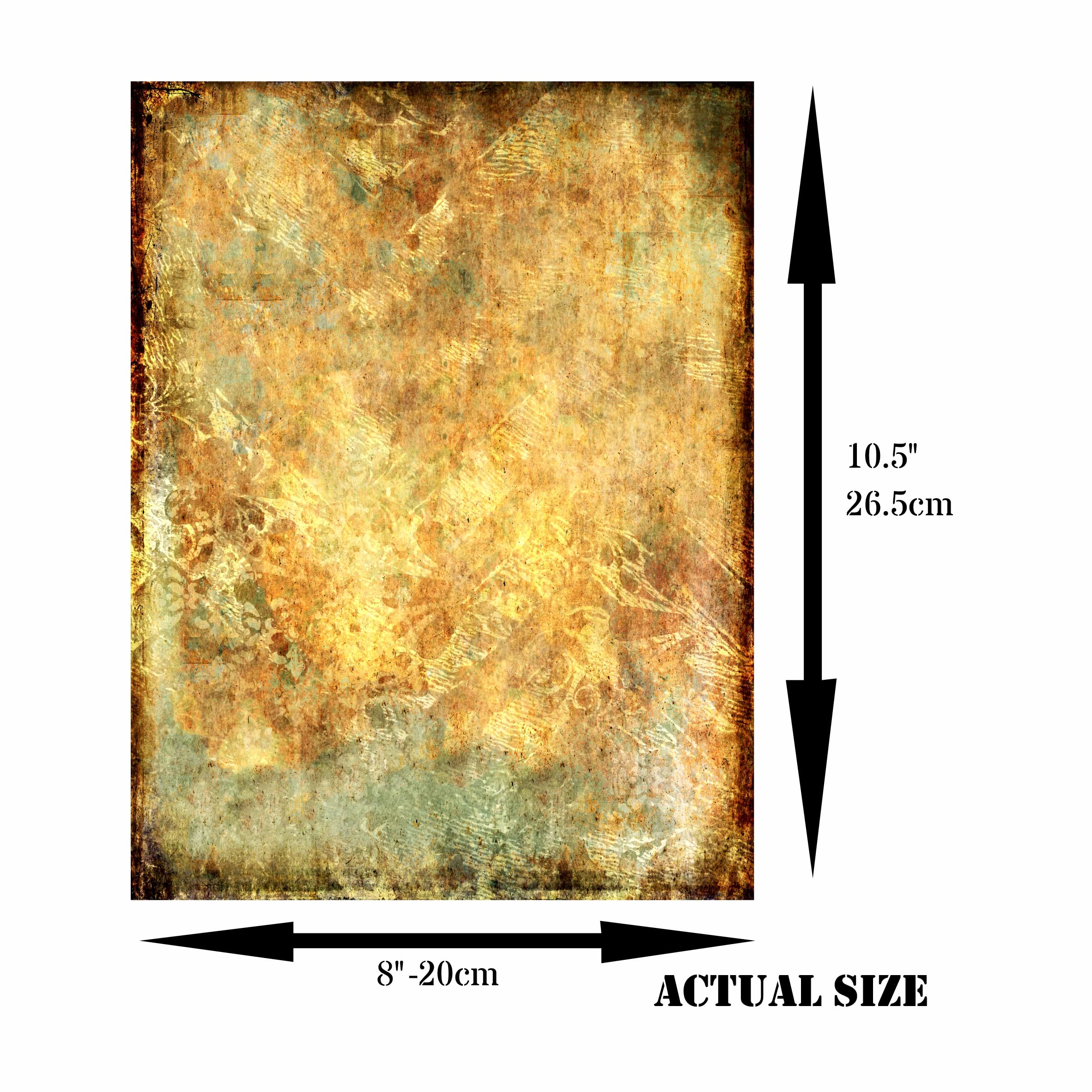 Distressed Background Rice Paper, 20.32 x 26.67 cm - 6 x Different Printed Mulberry Paper Images 30gsm Visible Fibres for Decoupage Crafts Mixed Media Collage Art