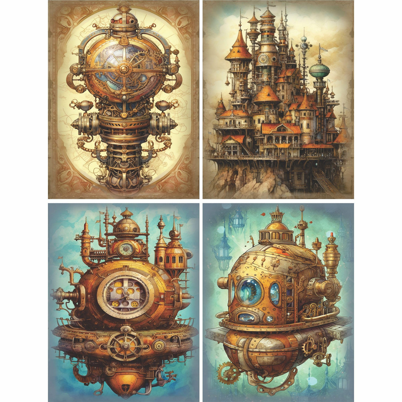Steampunk Rice Paper - for Decoupage Cards Crafts