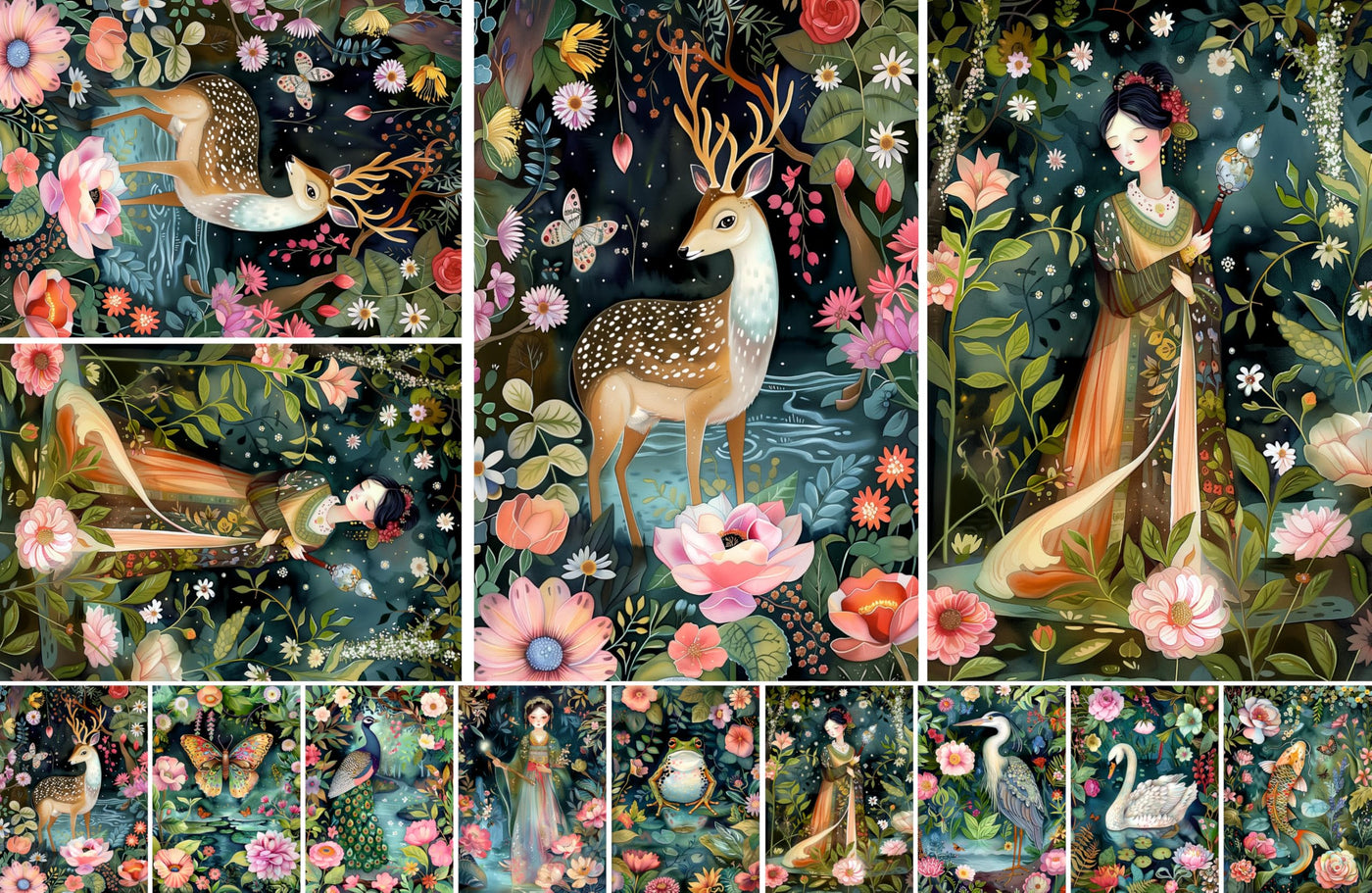 Decoupage Rice Paper, 8 x 10.5” (A4) – 9 Pages – 18 Coordinated Designs – Premium 30gsm Craft Paper for Furniture, Scrapbooking & DIY Décor by Craft Kreatively