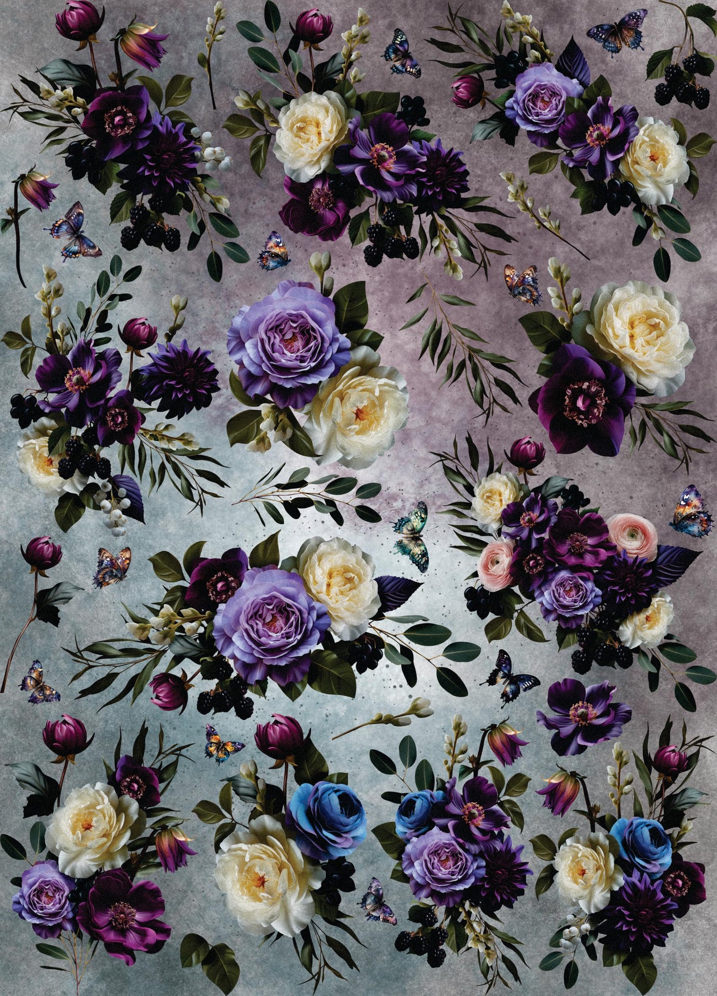 Dark Moody Purple Rice Paper, 29 x 40cm (1pc) - for Furniture Poster Craft Decoupage by CRAFT KREATIVELY