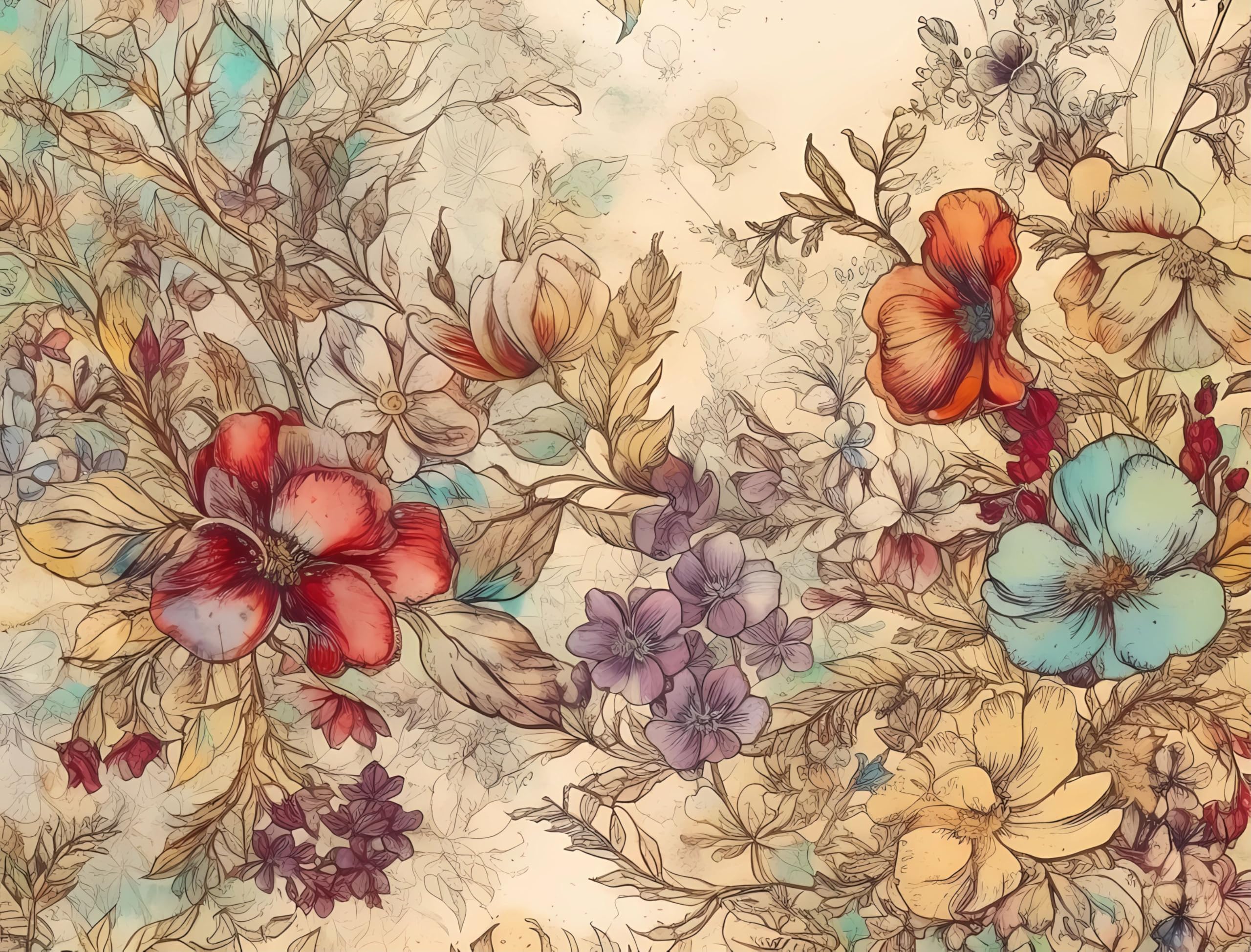 Abstract Flora Rice Papers – Decoupage Paper 6x Designs for Collage, Mixed Media, Card Making & Crafts, Decoupage by CRAFT KREATIVELY