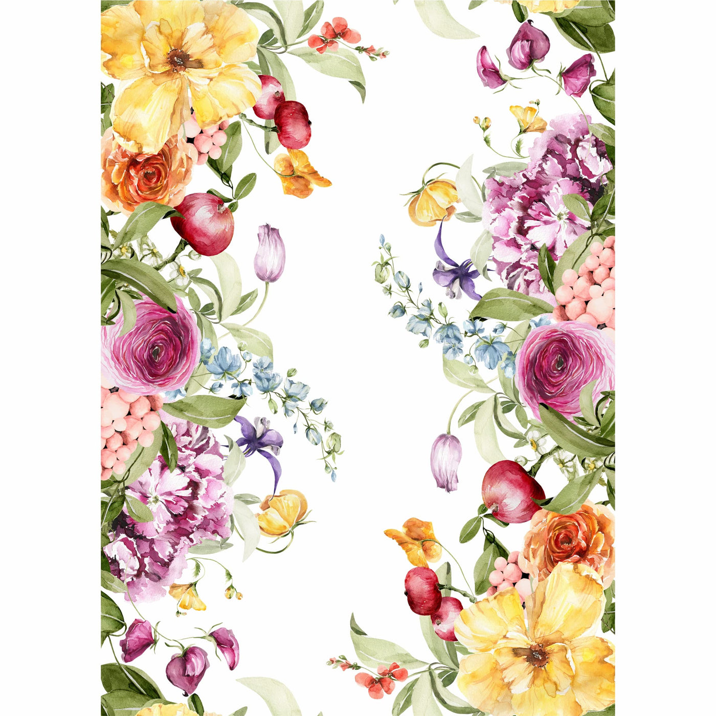 Country Border Rice Paper, 29.21 x 40.64 cm - 3 sheets Printed Mulberry Paper Border Images 36gsm Visible Fibres to Decoupage Furniture Renovation Crafts