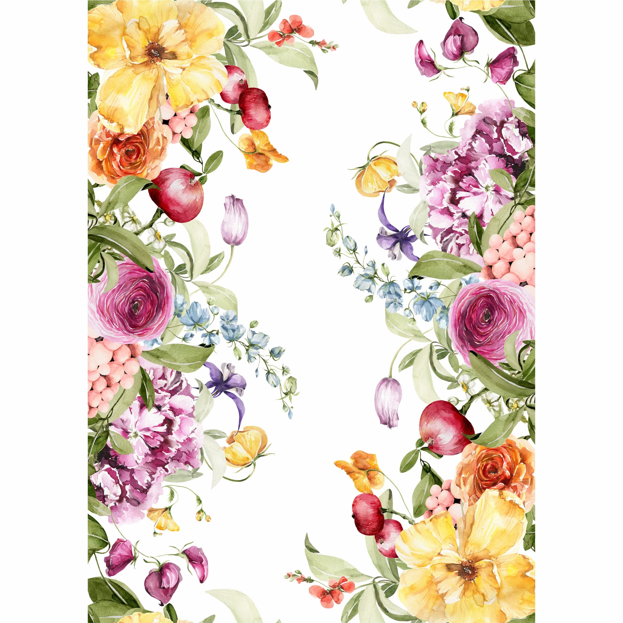 Country Border Rice Paper, 29.21 x 40.64 cm - 3 sheets Printed Mulberry Paper Border Images 36gsm Visible Fibres to Decoupage Furniture Renovation Crafts