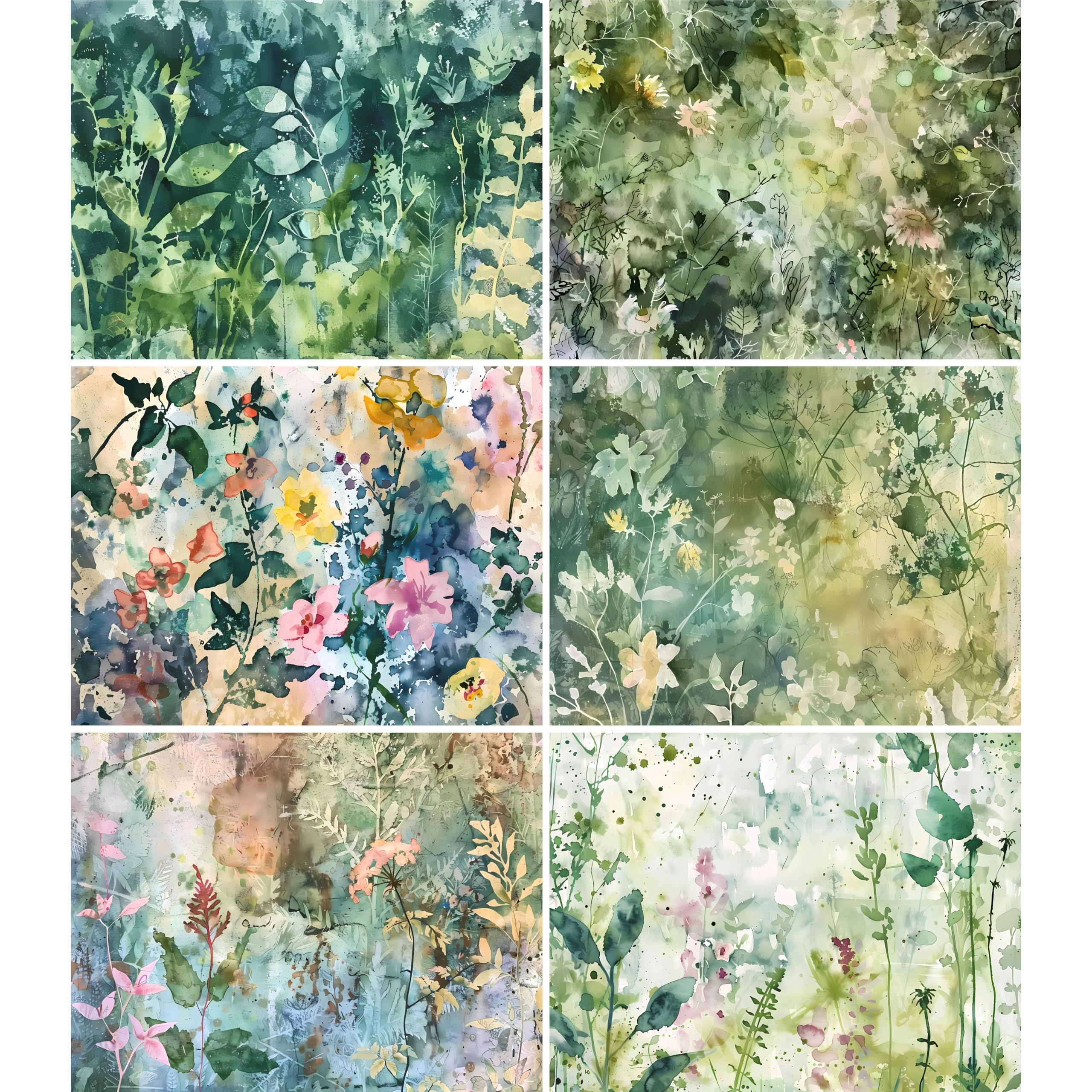 Abstract Flora Rice Papers – Decoupage Paper 6x Designs for Collage, Mixed Media, Card Making & Crafts, Decoupage by CRAFT KREATIVELY