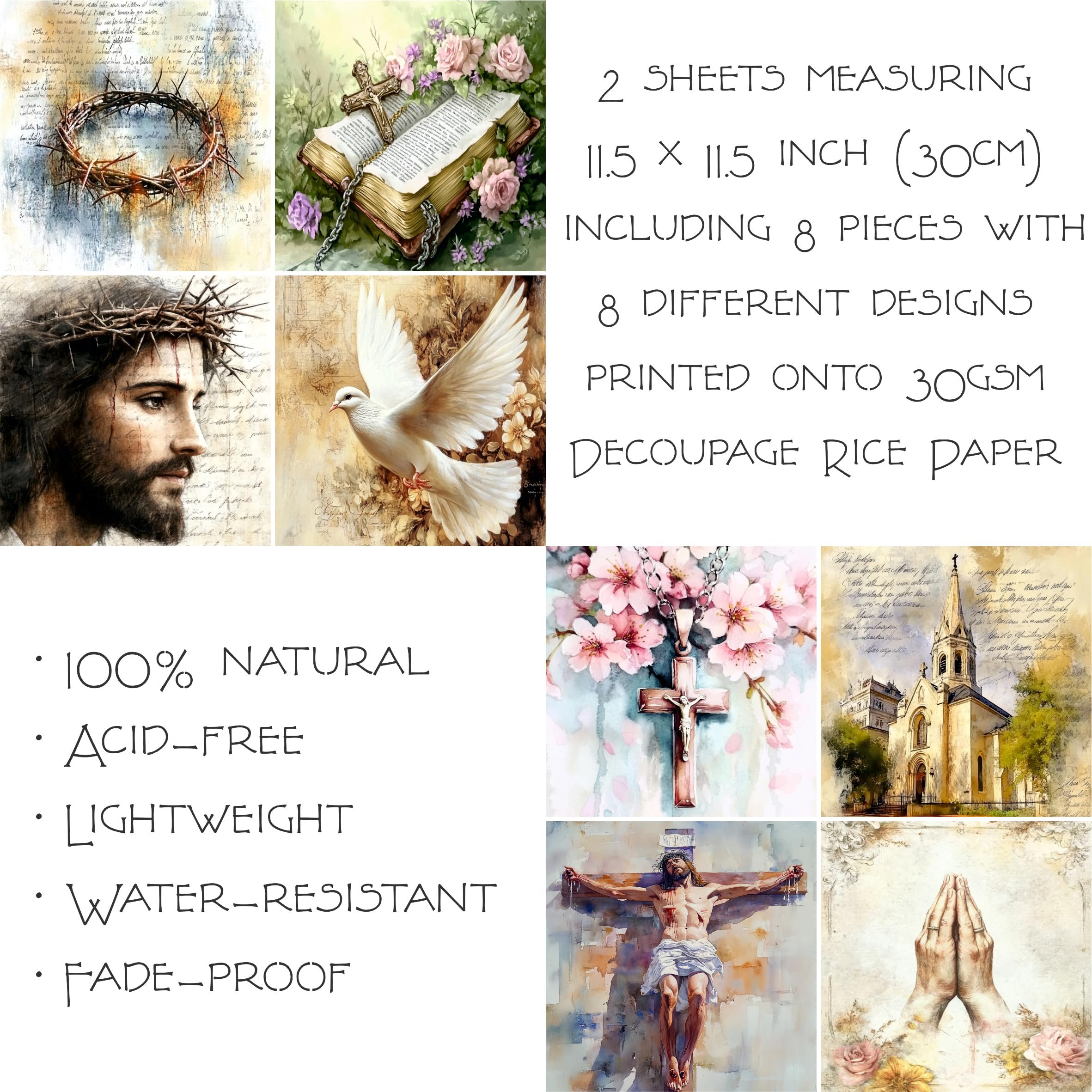 Christian Rice Papers – Decoupage Paper Design for Furniture, Mixed Media, Cards & Crafts, Decoupage by CRAFT KREATIVELY