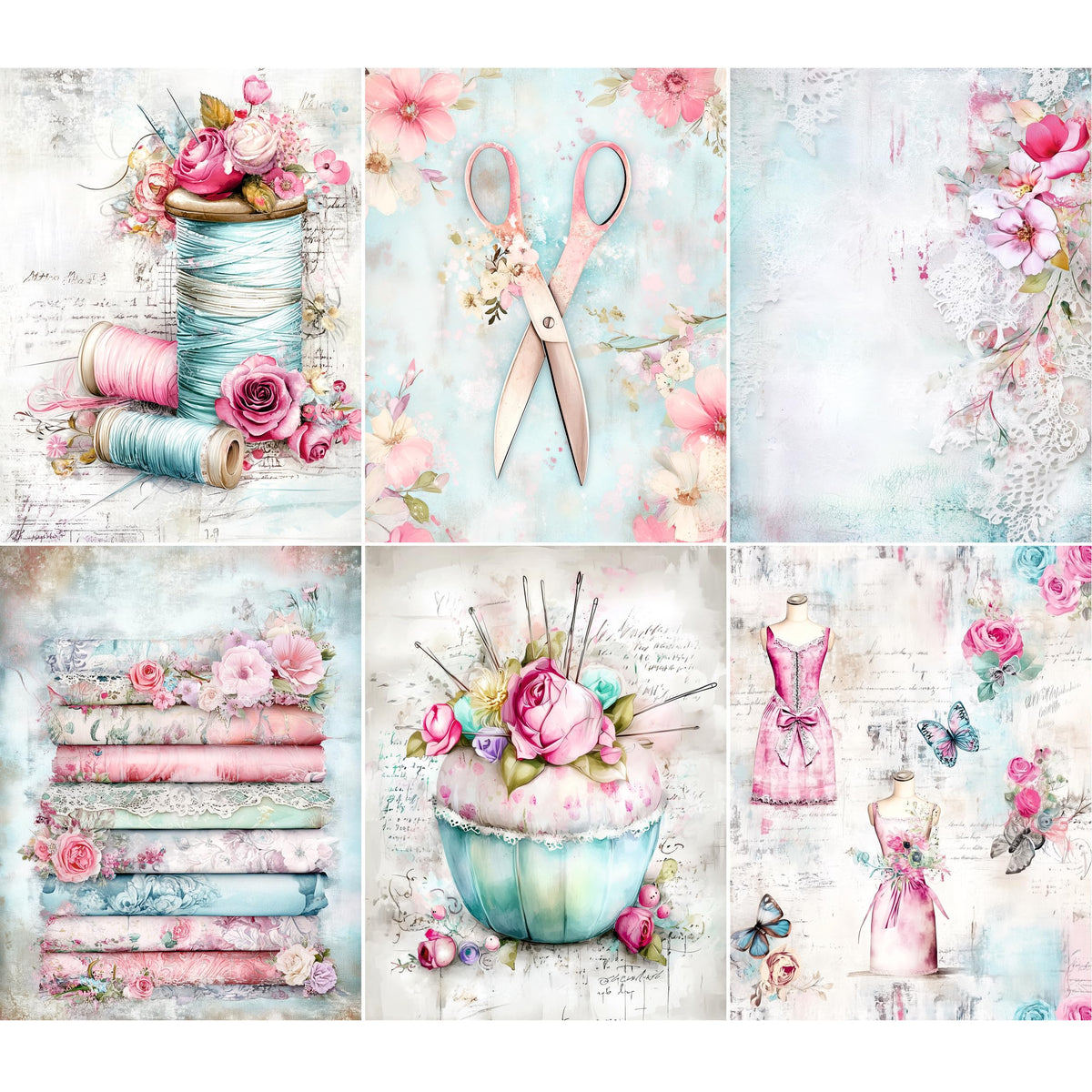 Sewing Rice Papers – Decoupage Paper Design for Furniture, Mixed Media, Cards & Crafts, Decoupage by CRAFT KREATIVELY