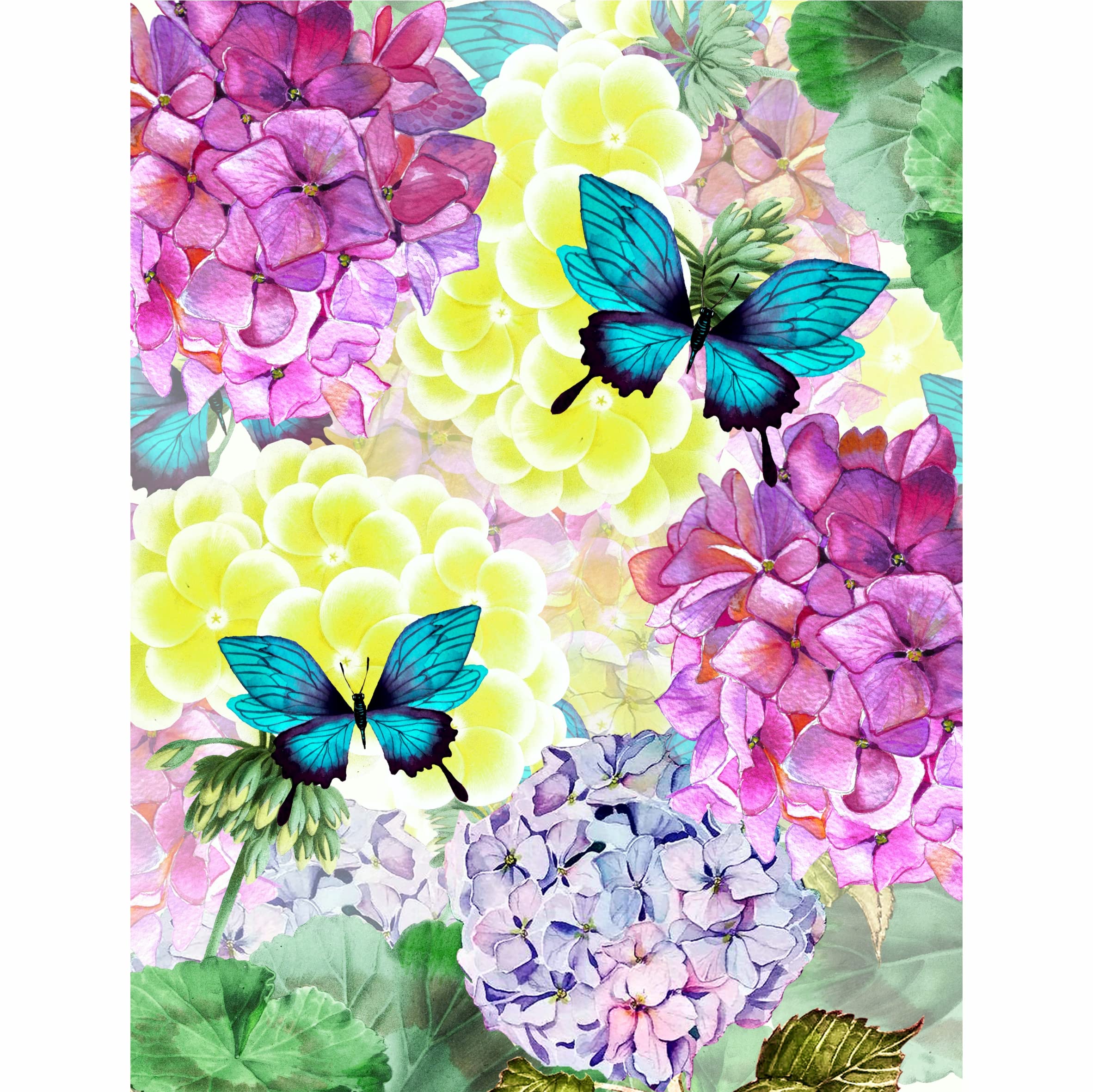 Aqua Butterfly Mulberry Rice Paper, 20.5 x 26.5cm - 6 x Different Printed Mulberry Paper Images 30gsm Visible Fibres for Decoupage Crafts Mixed Media Collage Art