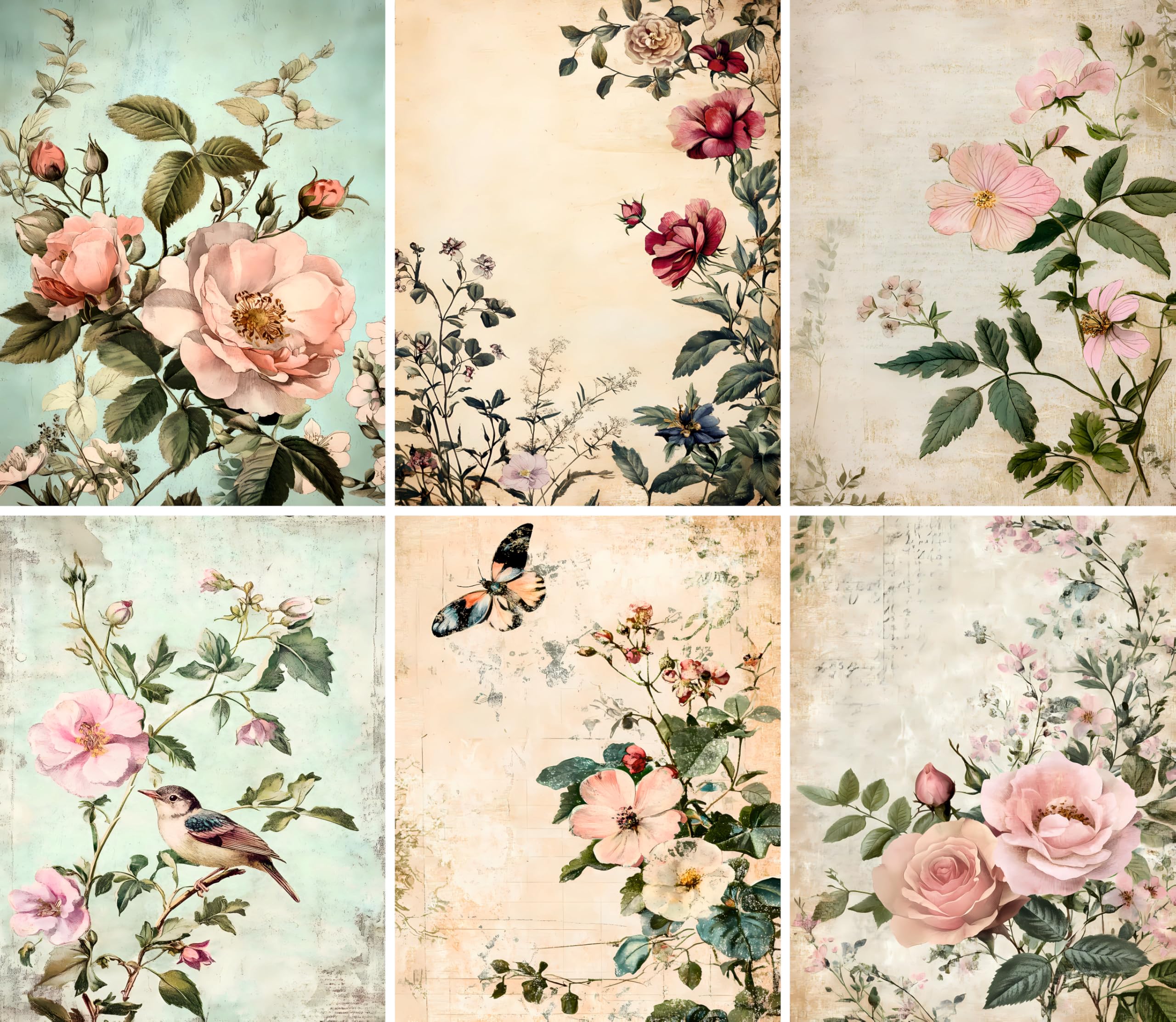 Decoupage Rice Paper, 20 x 26.5cm(6 Sheets) – 6x Decoupage Papers for Collage, Mixed Media, Card Making & Crafts, Decoupage by CRAFT KREATIVELY
