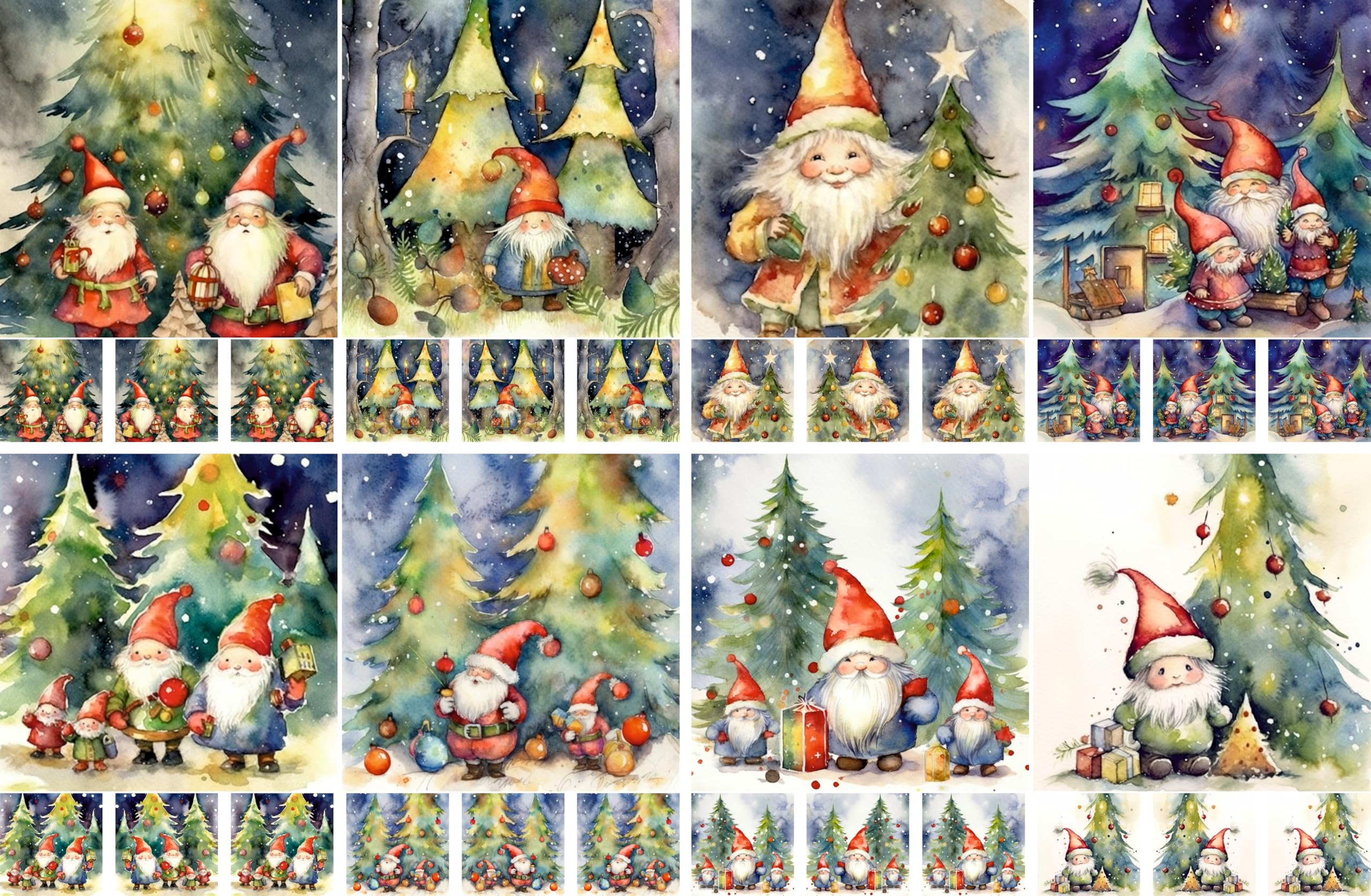 Christmas Gnomes Decoupage Rice Papers, 21 x 29cm - 4 Sheets | 32 Pieces | 8 Unique Designs | Versatile Designs for Art Projects & Crafting by CRAFT KREATIVELY