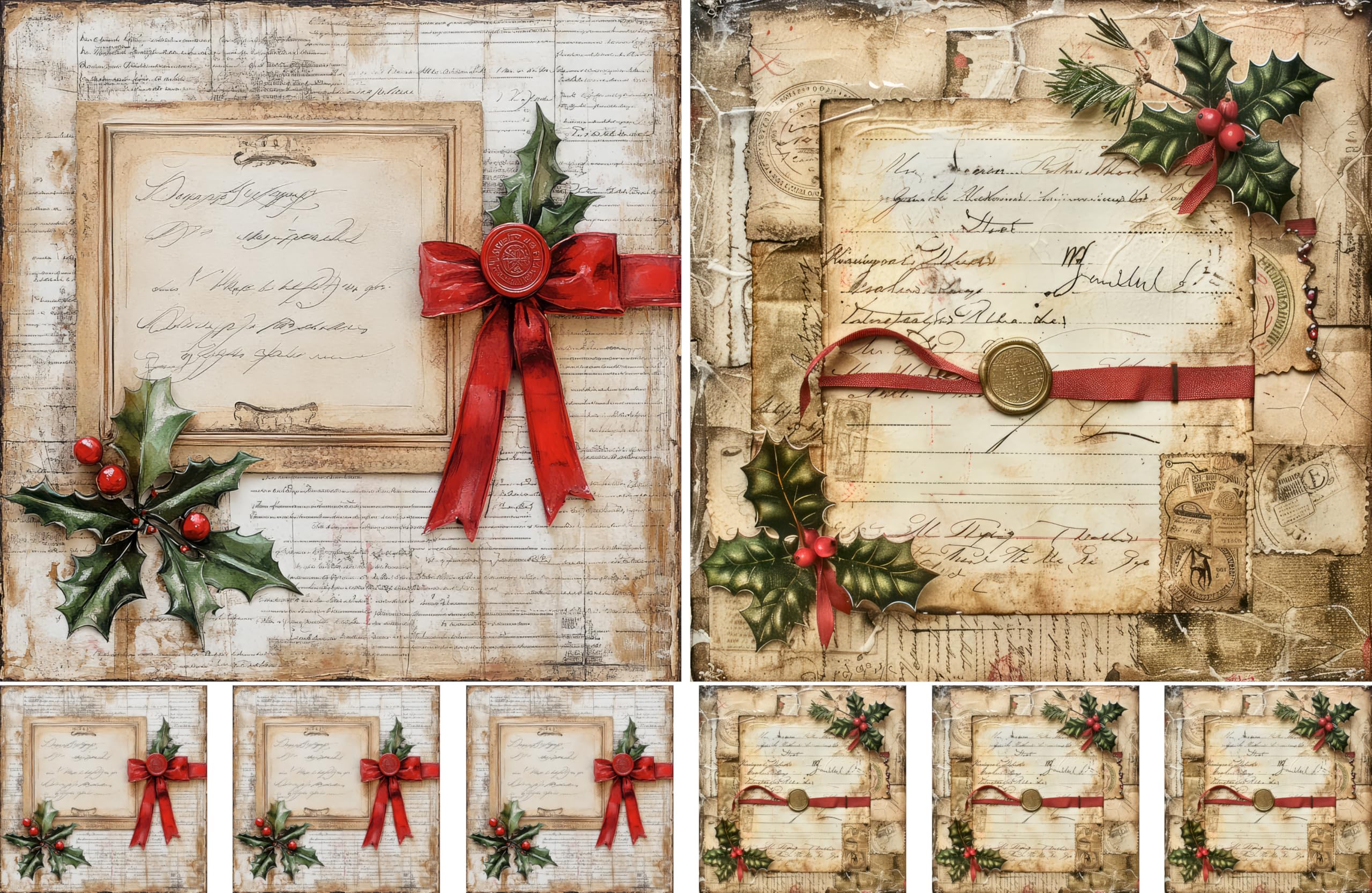 Christmas Letters Decoupage Rice Papers, 8 x 11.5 inch (A4) - 4 Sheets | 32 Pieces | 8 Unique Designs | Versatile Christmas Designs for Art Projects & Crafting by CRAFT KREATIVELY
