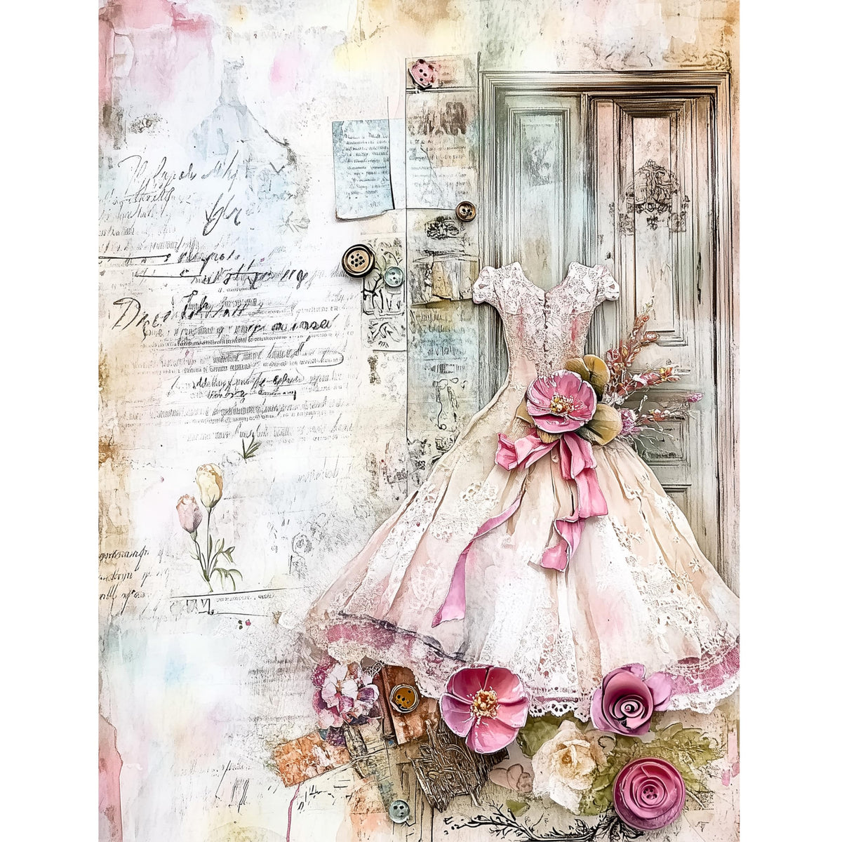 Sewing Rice Papers – Decoupage Paper Design for Furniture, Mixed Media, Cards & Crafts, Decoupage by CRAFT KREATIVELY