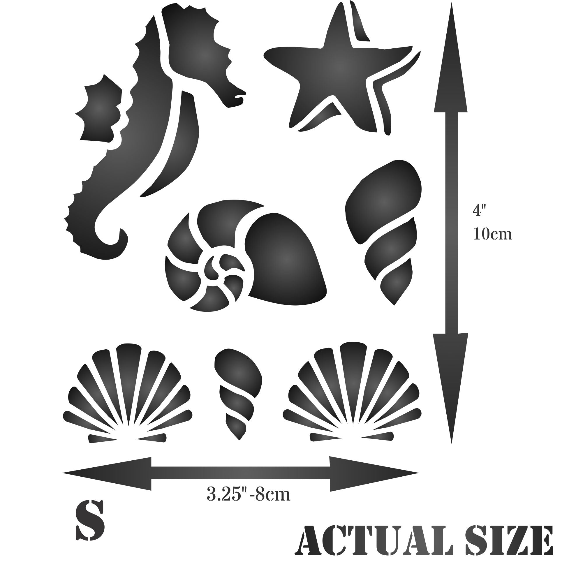 Ocean Stencil - Sea Shell Nautical Seashore Reef