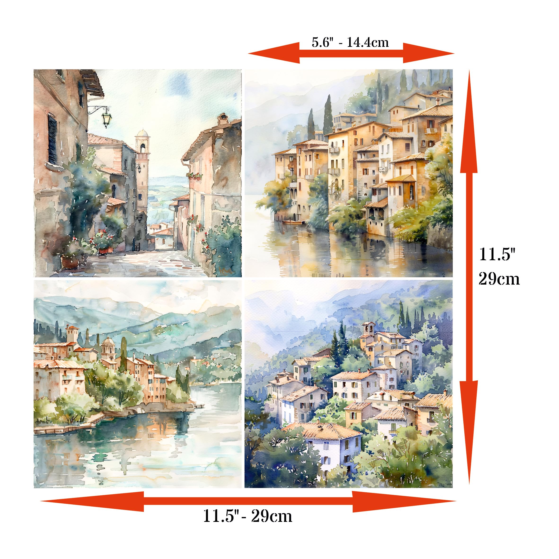 Decoupage Rice Paper (2 pc) - 8x Decoupage Watercolour Designs for Collage, Card Making & Crafts, Decoupage by CRAFT KREATIVELY
