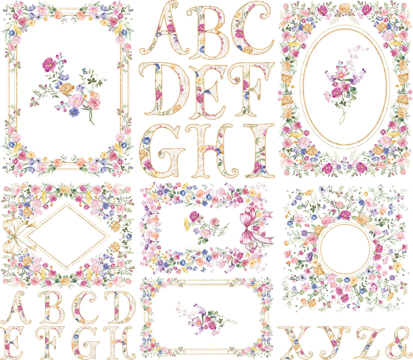 Letters n Frames Rice Paper - Hand Painted Decoupage Craft Cards