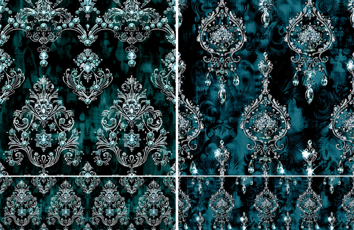 Teal Damask Decoupage Rice Papers, 8 x 11.5 inch (A4) - 4 Sheets | 16 Pieces | 8 Unique Designs | Versatile Christmas Designs for Art Projects & Crafting by CRAFT KREATIVELY