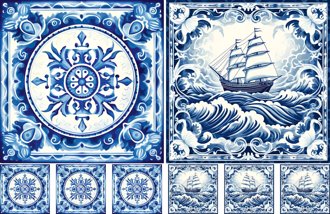 Delft Tiles Decoupage Rice Papers, 8 x 11.5 inch (A4) - 4 Sheets | 32 Pieces | 8 Unique Designs | Versatile Christmas Designs for Art Projects & Crafting by CRAFT KREATIVELY