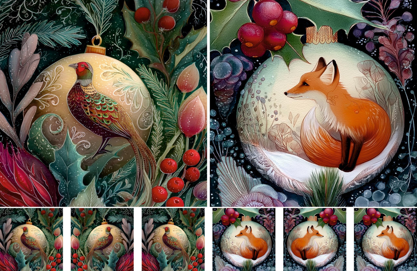 Animal Baubles Decoupage Rice Papers, 8 x 11.5 inch (A4) - 4 Sheets | 32 Pieces | 8 Unique Designs | Versatile Christmas Designs for Art Projects & Crafting by CRAFT KREATIVELY