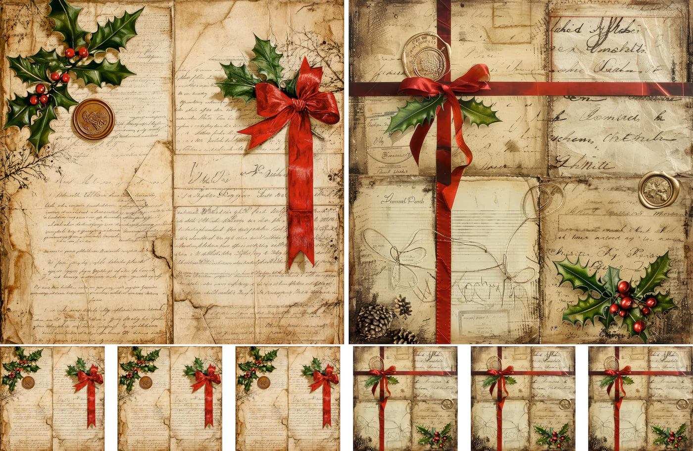 Christmas Letters Decoupage Rice Papers, 8 x 11.5 inch (A4) - 4 Sheets | 32 Pieces | 8 Unique Designs | Versatile Christmas Designs for Art Projects & Crafting by CRAFT KREATIVELY
