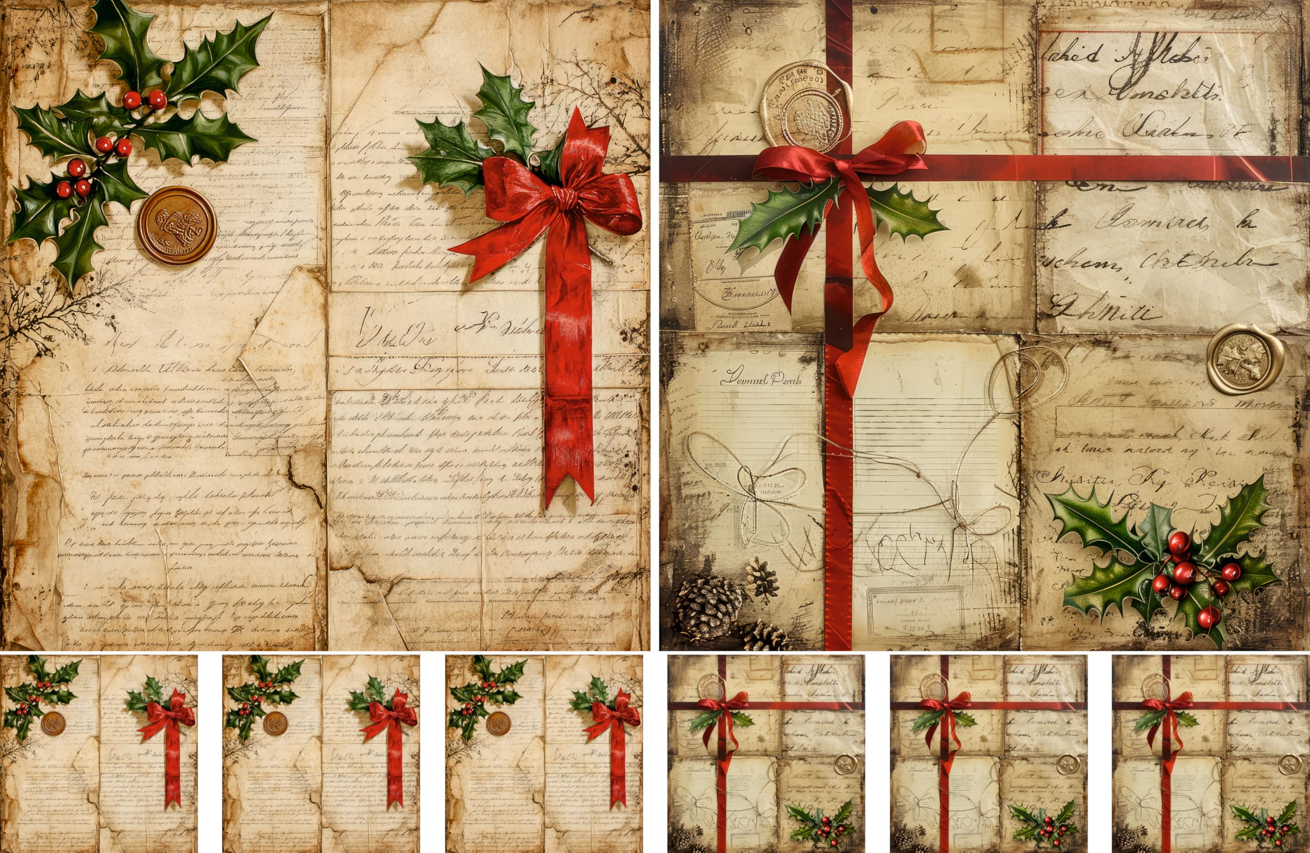 Christmas Letters Decoupage Rice Papers, 8 x 11.5 inch (A4) - 4 Sheets | 32 Pieces | 8 Unique Designs | Versatile Christmas Designs for Art Projects & Crafting by CRAFT KREATIVELY