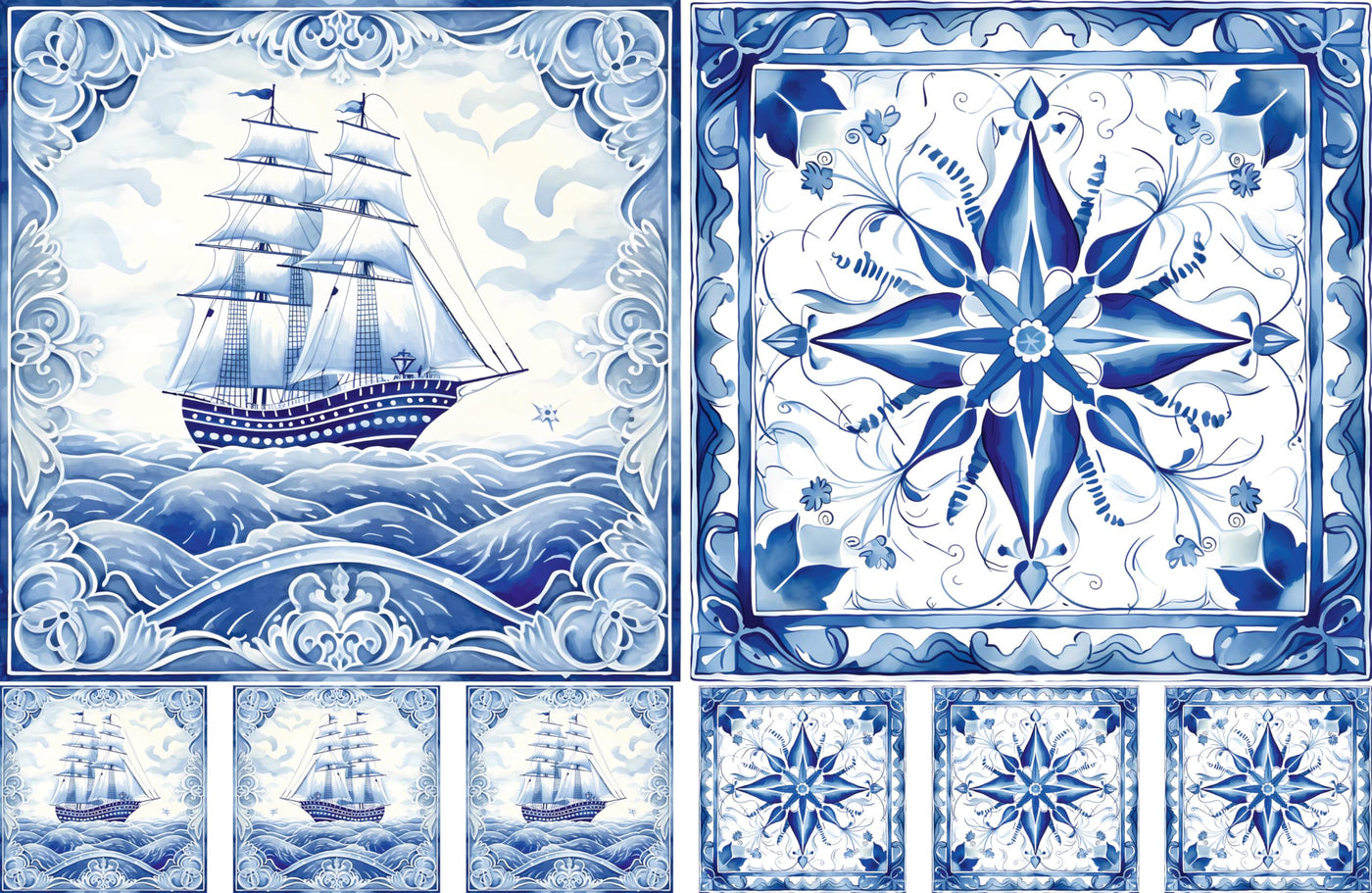 Delft Tiles Decoupage Rice Papers, 8 x 11.5 inch (A4) - 4 Sheets | 32 Pieces | 8 Unique Designs | Versatile Christmas Designs for Art Projects & Crafting by CRAFT KREATIVELY