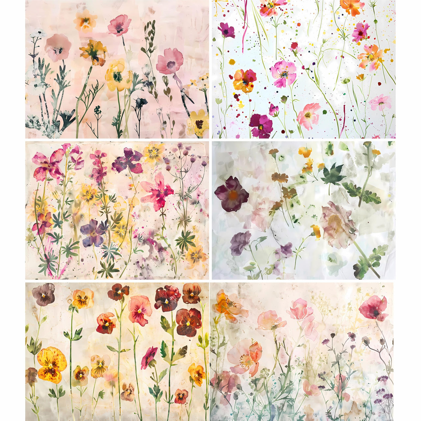 Abstract Flora Rice Papers – Decoupage Paper 6x Designs for Collage, Mixed Media, Card Making & Crafts, Decoupage by CRAFT KREATIVELY