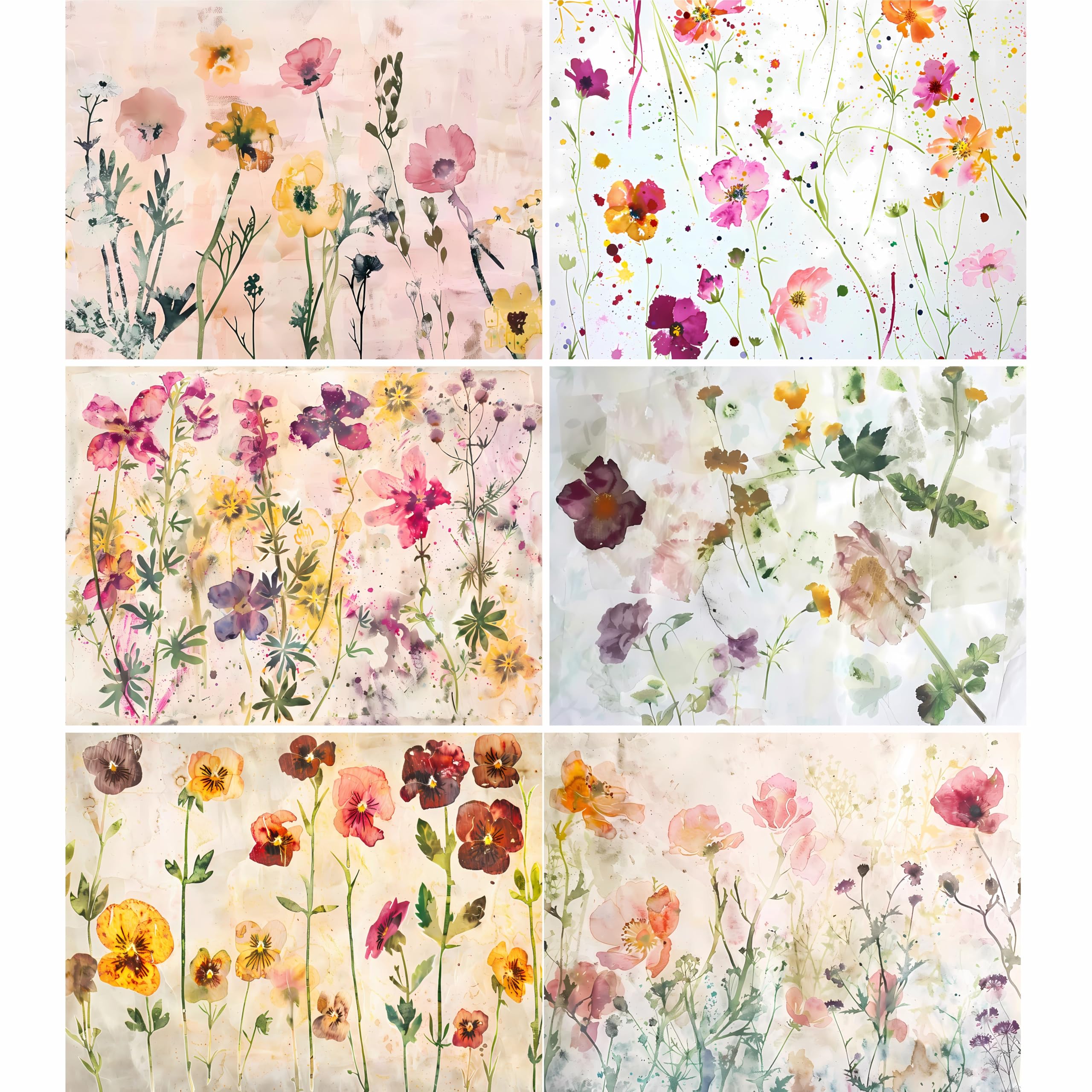 Abstract Flora Rice Papers – Decoupage Paper 6x Designs for Collage, Mixed Media, Card Making & Crafts, Decoupage by CRAFT KREATIVELY