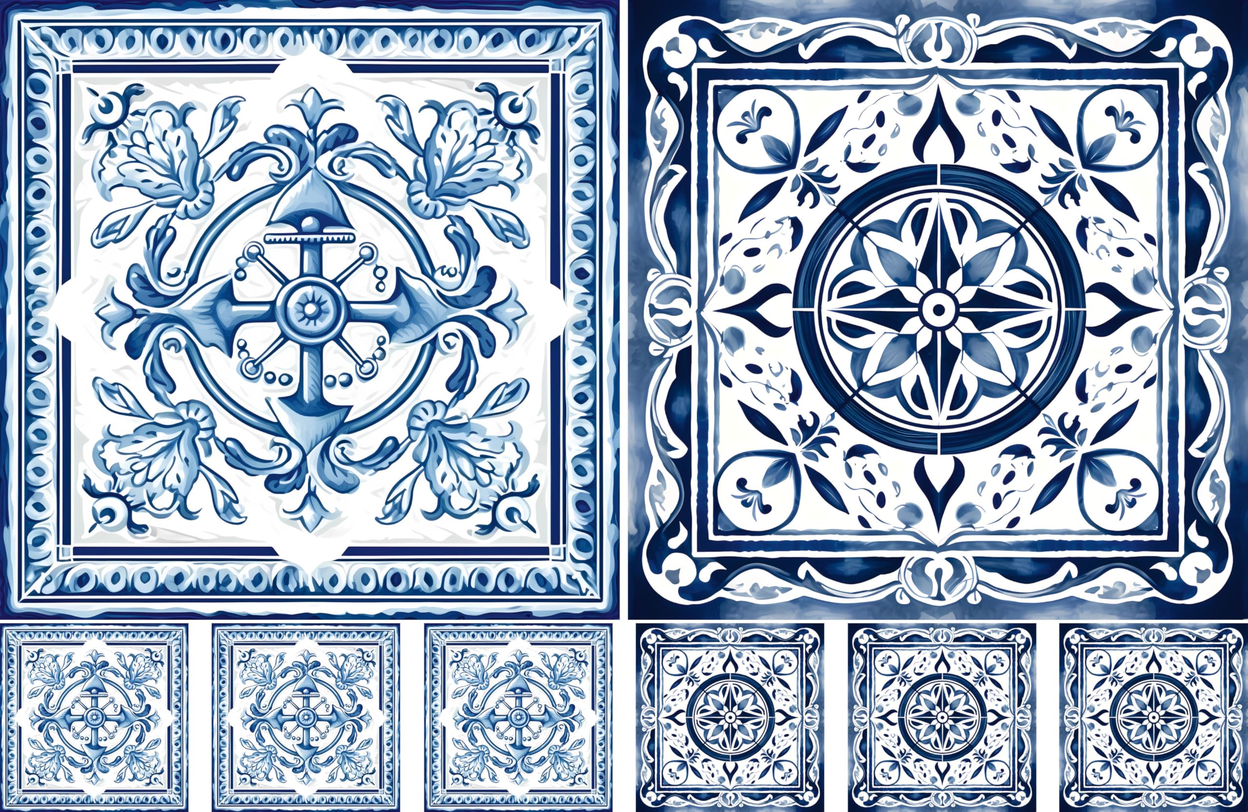 Delft Tiles Decoupage Rice Papers, 8 x 11.5 inch (A4) - 4 Sheets | 32 Pieces | 8 Unique Designs | Versatile Christmas Designs for Art Projects & Crafting by CRAFT KREATIVELY