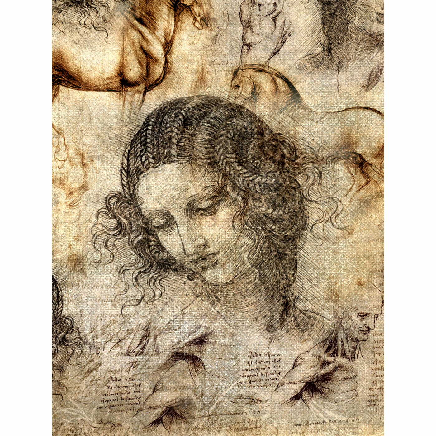 da Vinci Theme Mulberry Rice Paper, 20.32 x 26.67 cm - 6 Unique Printed Mulberry Paper Images 30gsm Visible Fibres for Decoupage Crafts Mixed Media Collage Art