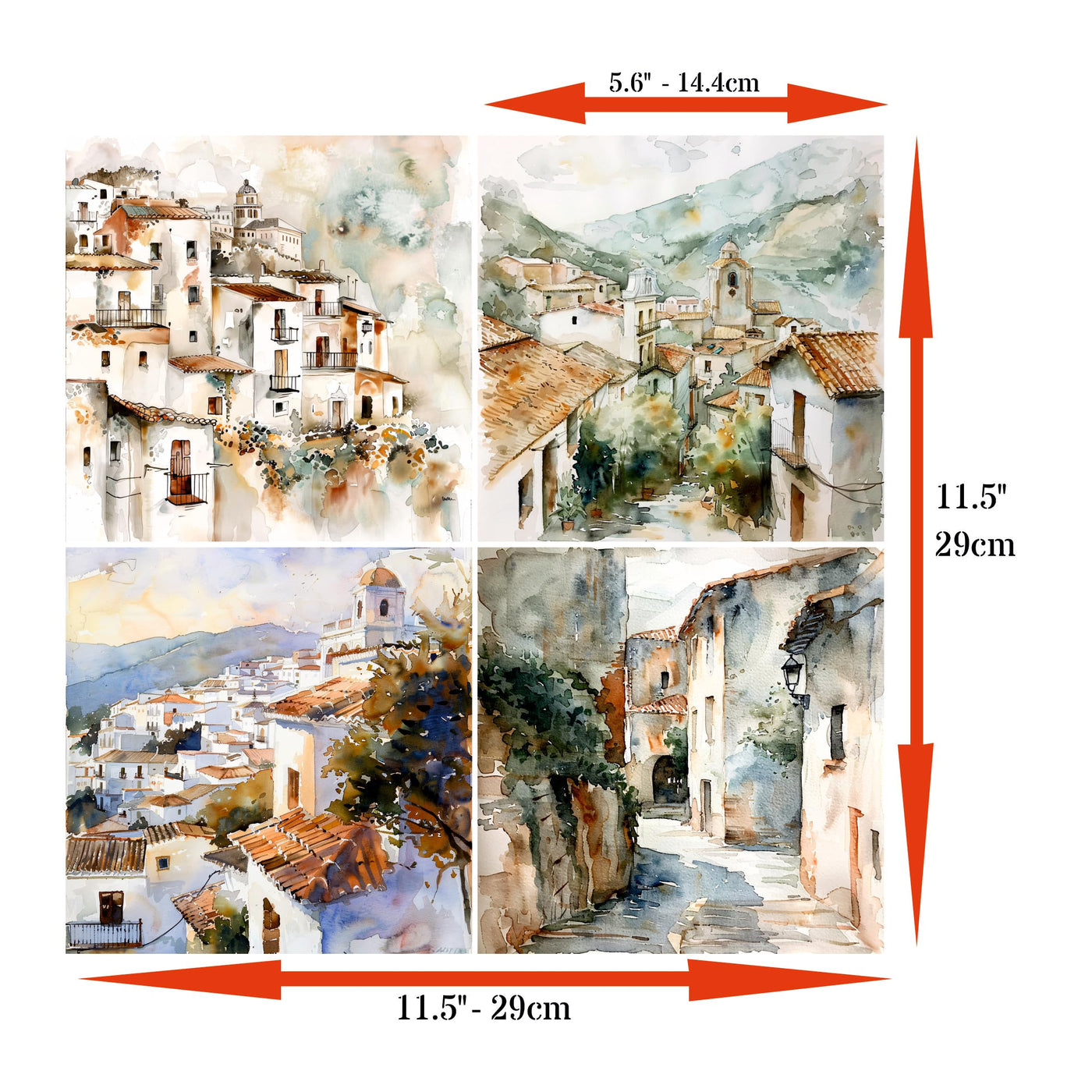 Decoupage Rice Paper (2 pc) - 8x Decoupage Watercolour Designs for Collage, Card Making & Crafts, Decoupage by CRAFT KREATIVELY
