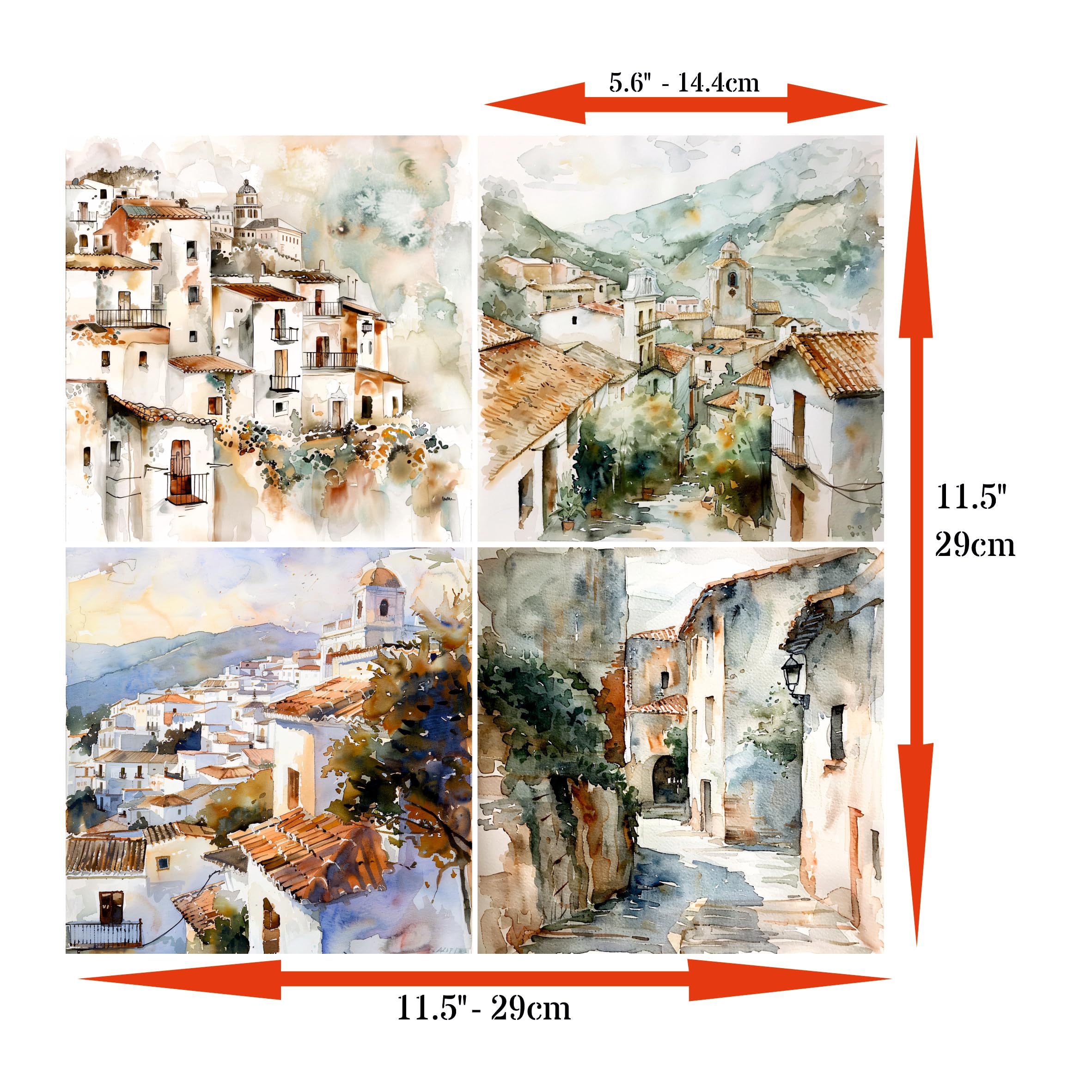 Decoupage Rice Paper (2 pc) - 8x Decoupage Watercolour Designs for Collage, Card Making & Crafts, Decoupage by CRAFT KREATIVELY