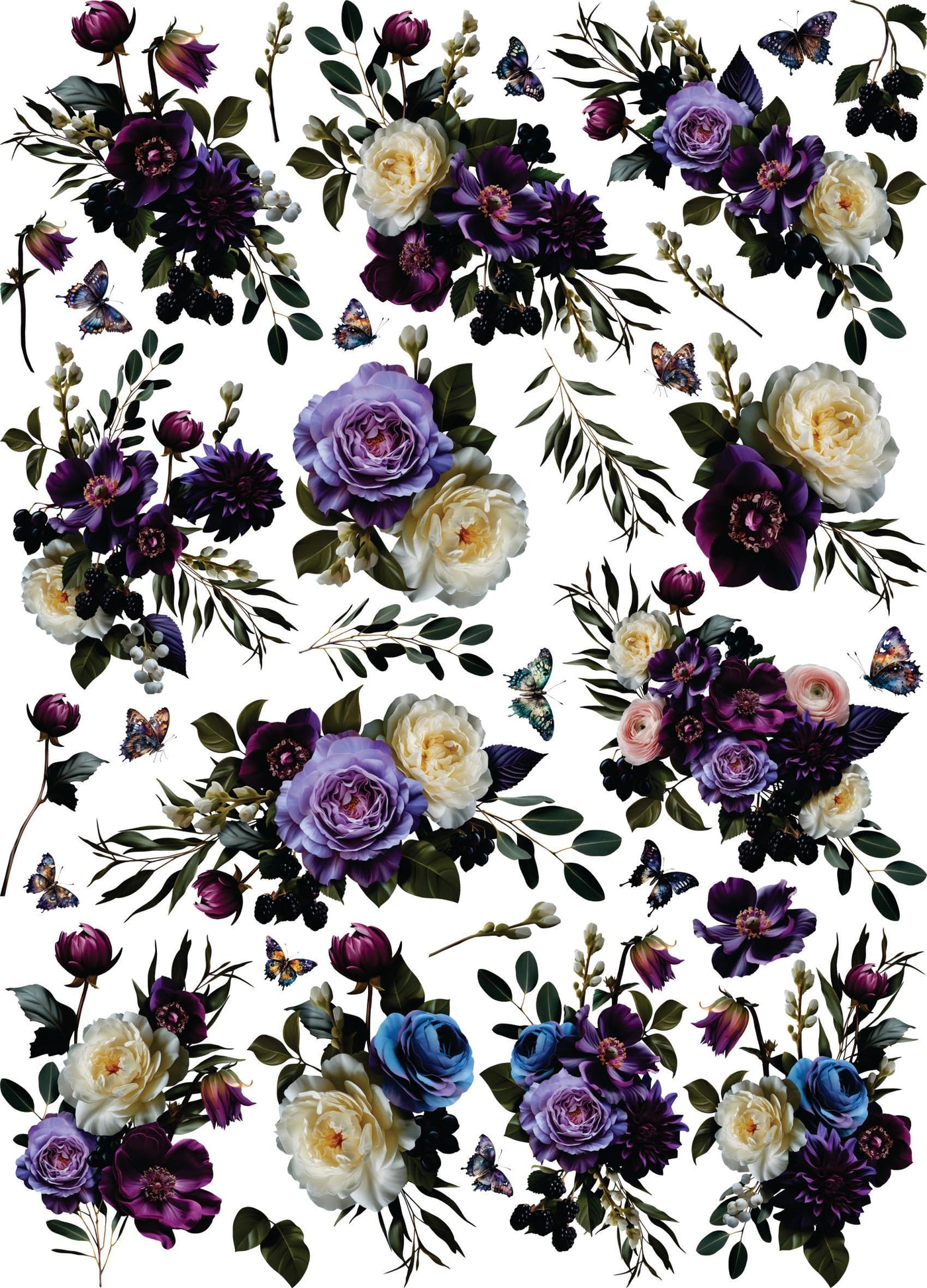 Dark Moody Purple Rice Paper, 29 x 40cm (1pc) - for Furniture Poster Craft Decoupage by CRAFT KREATIVELY