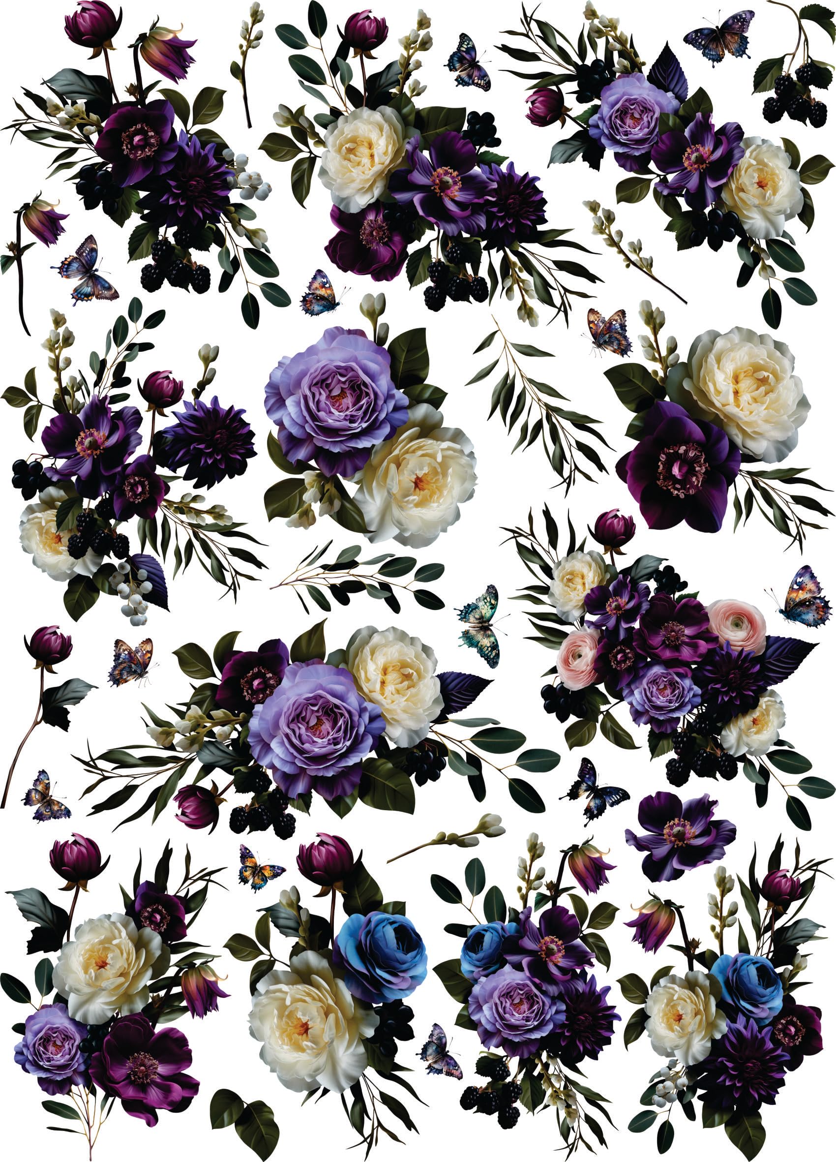 Dark Moody Purple Rice Paper, 29 x 40cm (1pc) - for Furniture Poster Craft Decoupage by CRAFT KREATIVELY