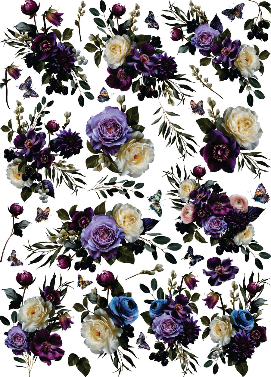 Dark Moody Purple Rice Paper, 29 x 40cm (1pc) - for Furniture Poster Craft Decoupage by CRAFT KREATIVELY