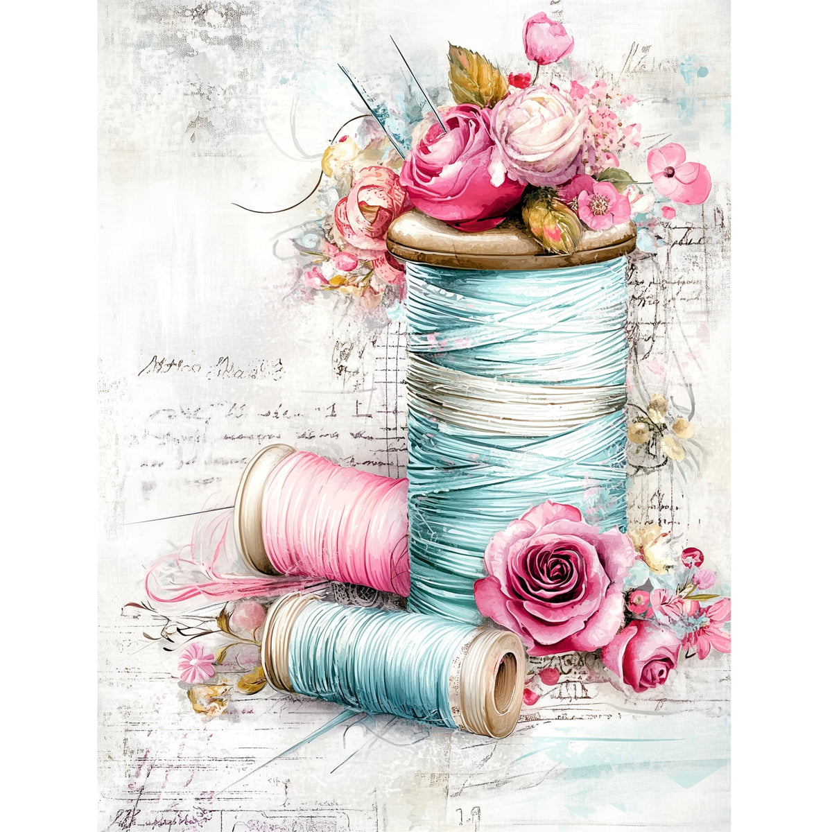 Sewing Rice Papers – Decoupage Paper Design for Furniture, Mixed Media, Cards & Crafts, Decoupage by CRAFT KREATIVELY