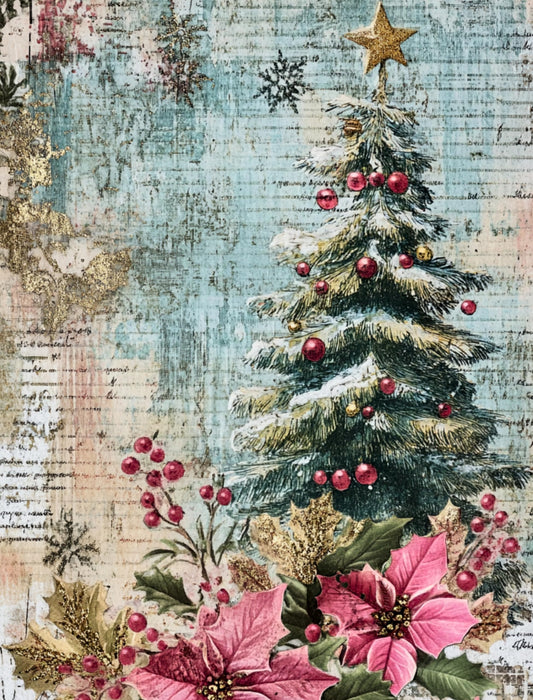 Vintage Pink Christmas Decoupage Rice Papers, 21 x 26.5cm - 6 Sheets | 6 Unique Designs | Versatile Christmas Designs for Art Projects & Crafting by CRAFT KREATIVELY