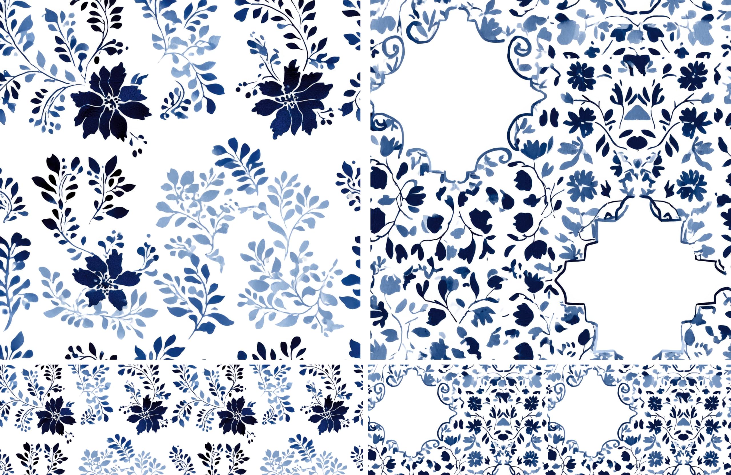 Blue Damask Decoupage Rice Papers, 8 x 11.5 inch (A4) - 4 Sheets | 16 Pieces | 8 Unique Designs | Versatile Christmas Designs for Art Projects & Crafting by CRAFT KREATIVELY