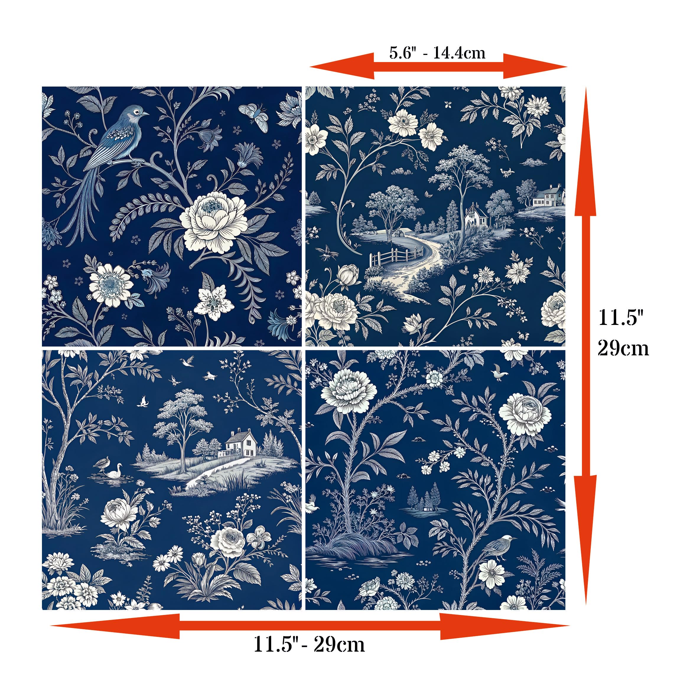 Decoupage Rice Paper (2 pc) - 8x Decoupage Toile de Jouy Designs for Collage, Card Making & Crafts, Decoupage by CRAFT KREATIVELY