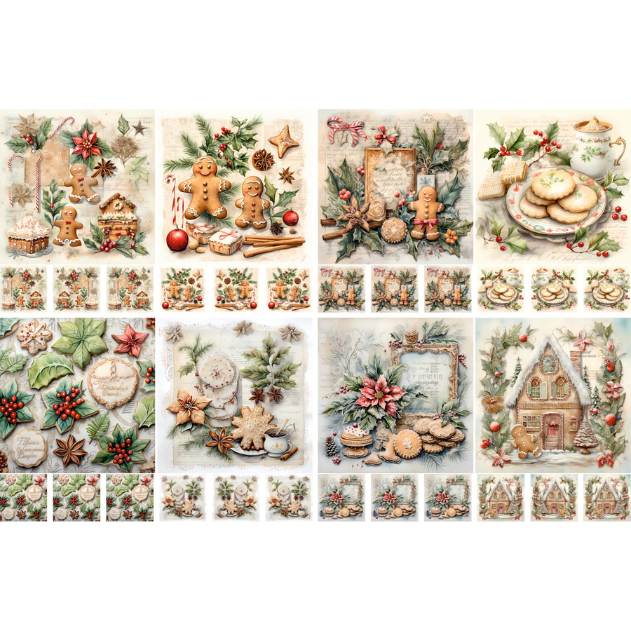 Gingerbread Men Decoupage Rice Papers, 8 x 11.5 inch (A4) - 4 Sheets | 32 Pieces | 8 Unique Designs | Versatile Christmas Designs for Art Projects & Crafting by CRAFT KREATIVELY
