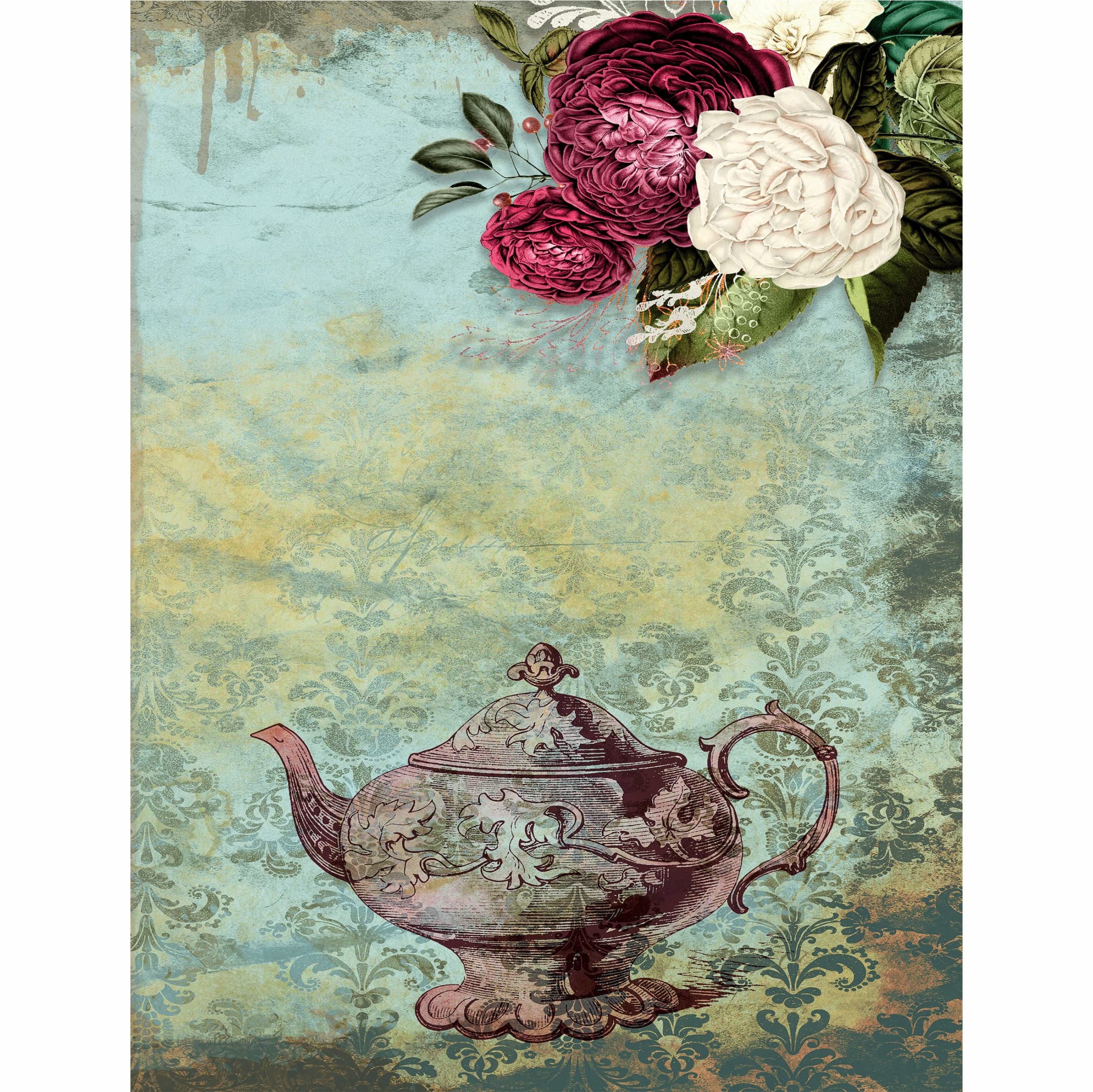 Alice Theme Mulberry Rice Paper, 20.5 x 26.5cm - 6 x Different Printed Mulberry Paper Images 30gsm Visible Fibres for Decoupage Crafts Mixed Media Collage Art