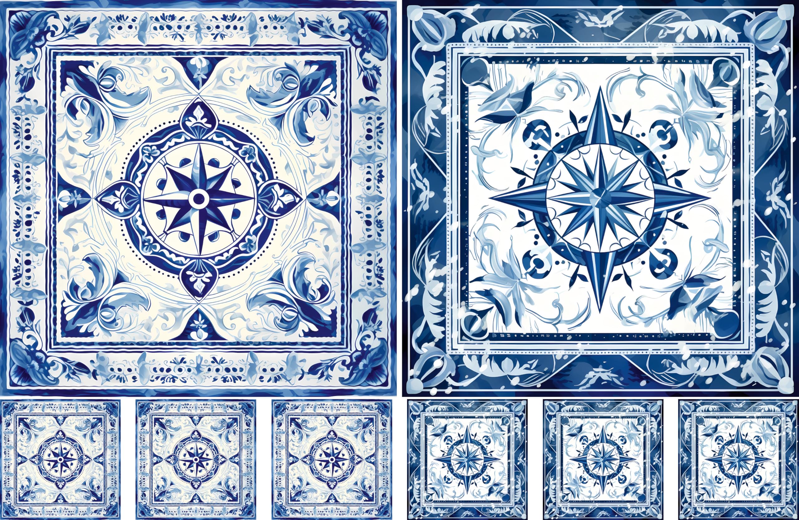 Delft Tiles Decoupage Rice Papers, 8 x 11.5 inch (A4) - 4 Sheets | 32 Pieces | 8 Unique Designs | Versatile Christmas Designs for Art Projects & Crafting by CRAFT KREATIVELY