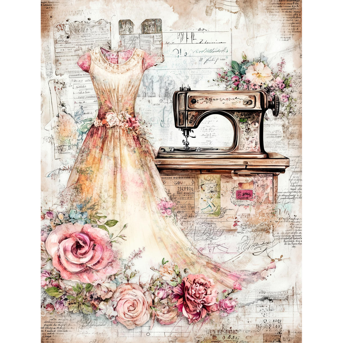 Sewing Rice Papers – Decoupage Paper Design for Furniture, Mixed Media, Cards & Crafts, Decoupage by CRAFT KREATIVELY